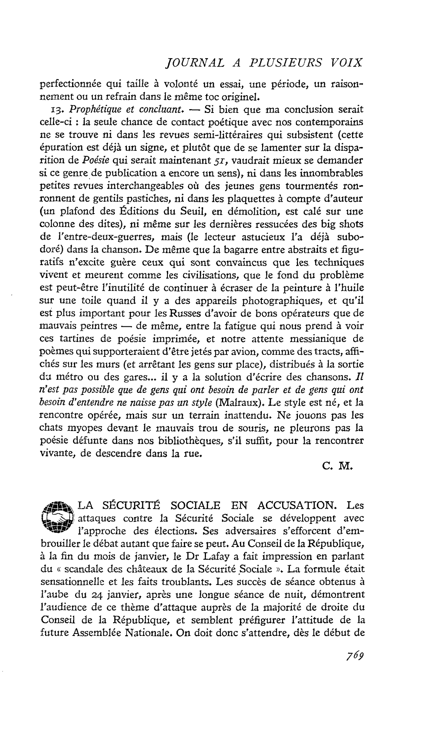 LA SÉCURITÉ SOCIALE EN ACCUSATION
