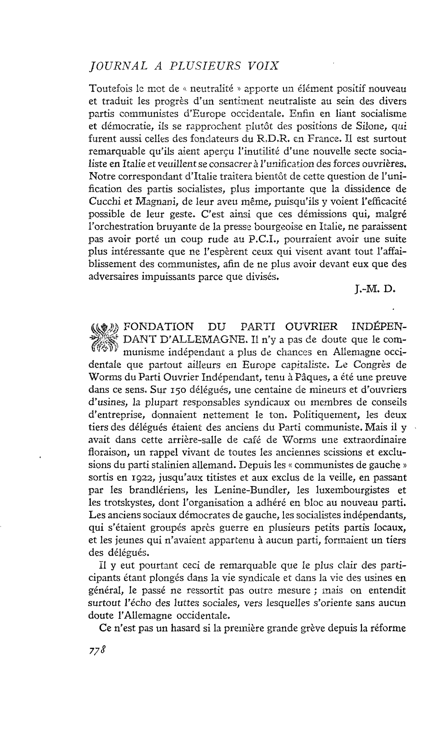 FONDATION DU PARTI OUVRIER INDEPENDANT D’ALLEMAGNE