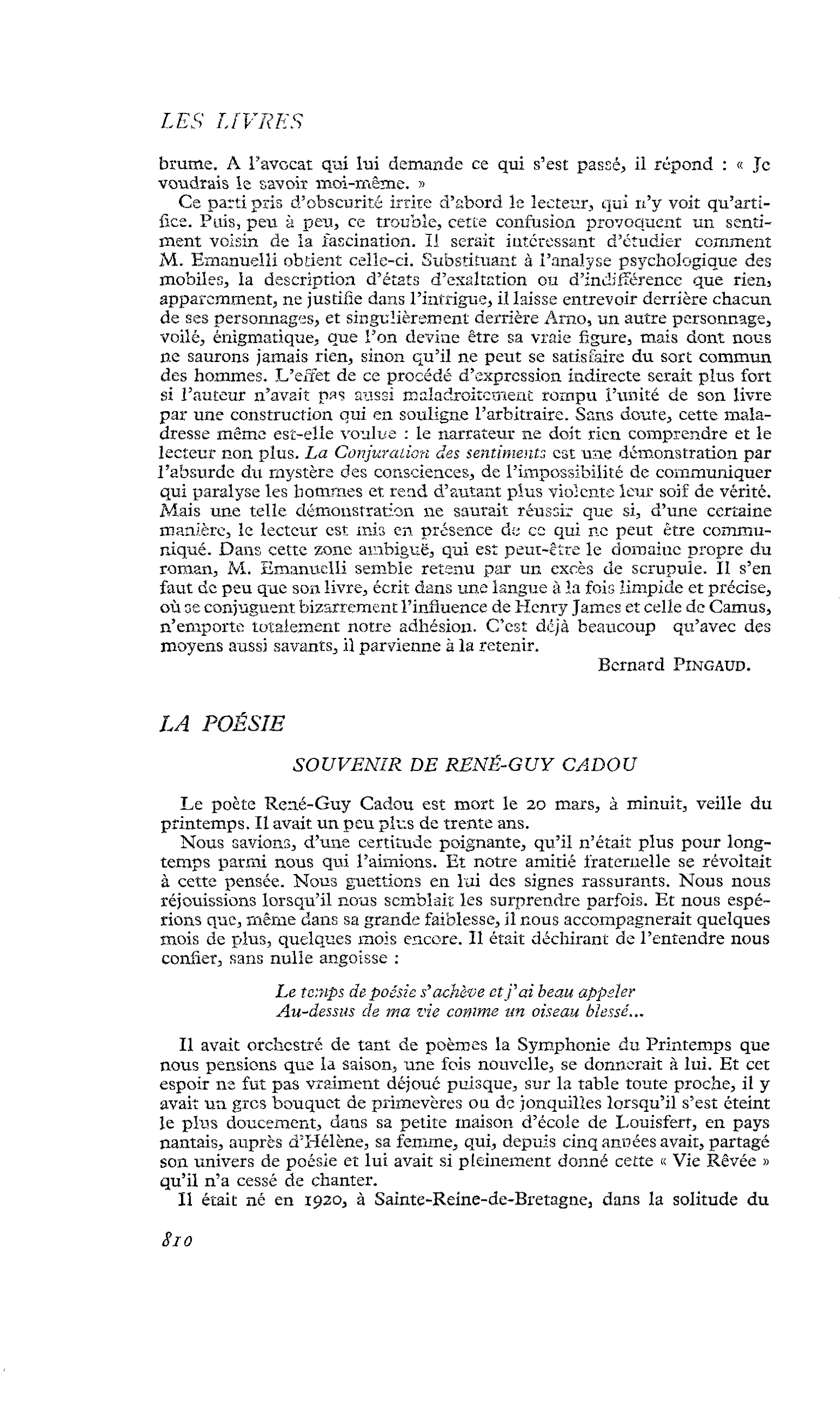 SOUVENIR DE RENÉ-GUY CADOU