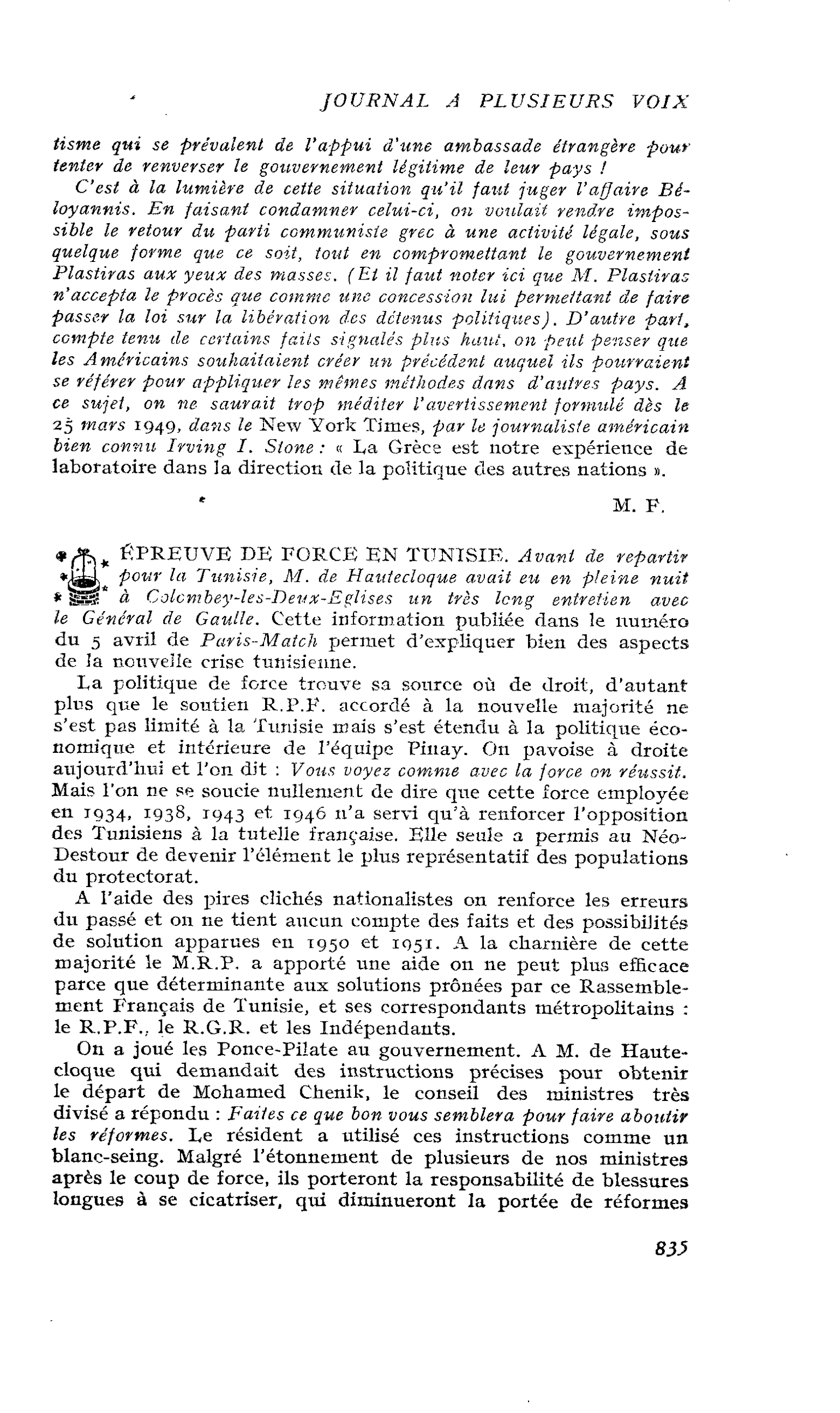 ÉPREUVE DE FORCE EN TUNISIE