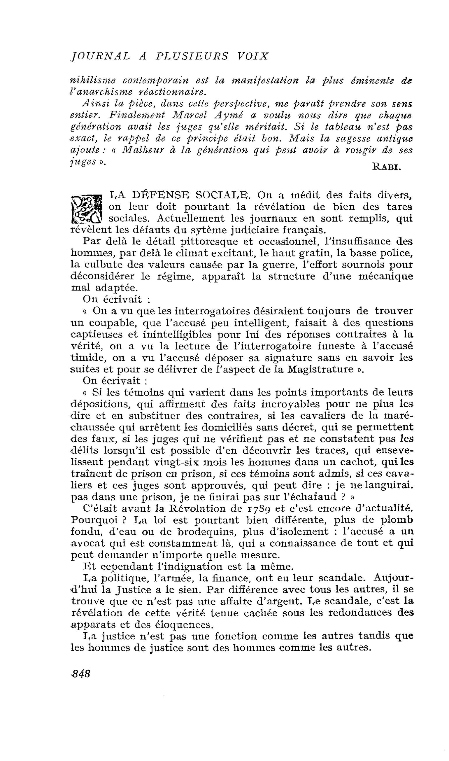 LA DÉFENSE SOCIALE