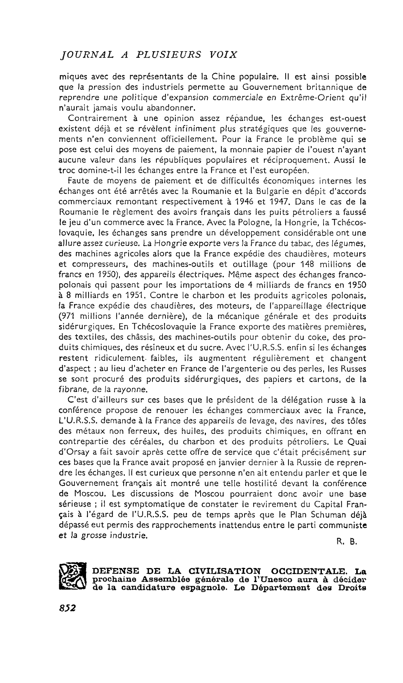 DEFENSE DE LA CIVILISATION OCCIDENTALE