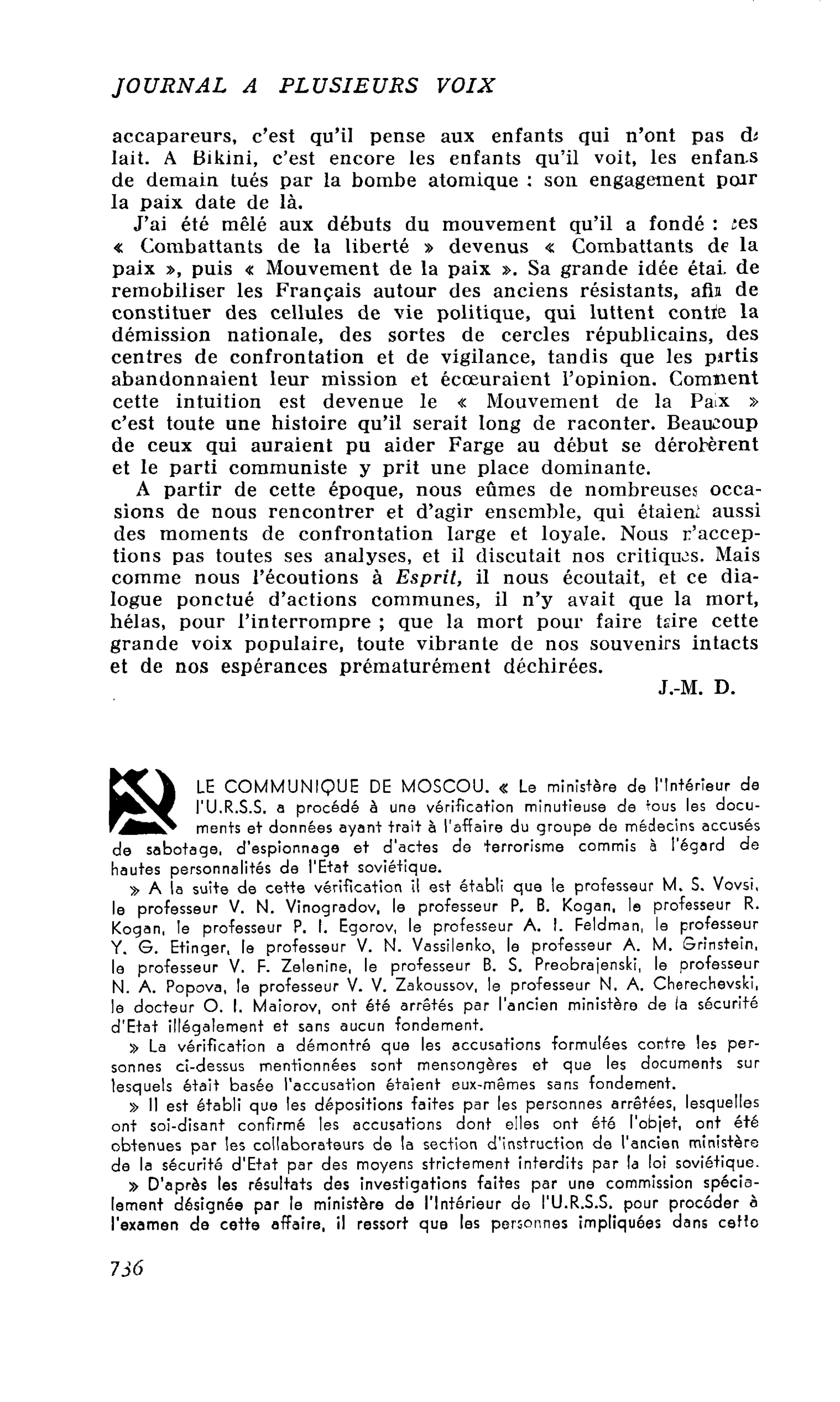 LE COMMUNIQUE DE MOSCOU
