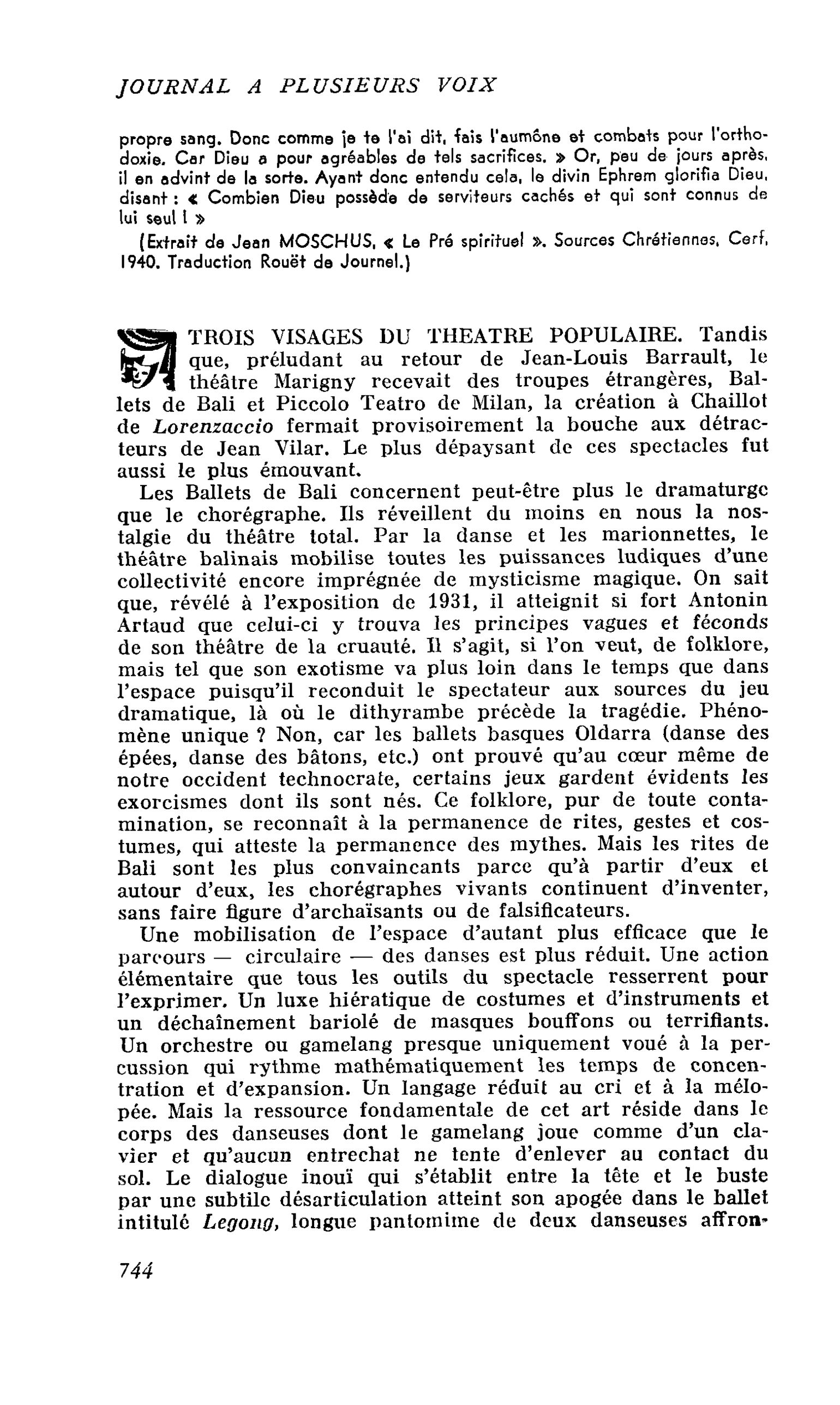 TROIS VISAGES DU THEATRE POPULAIRE
