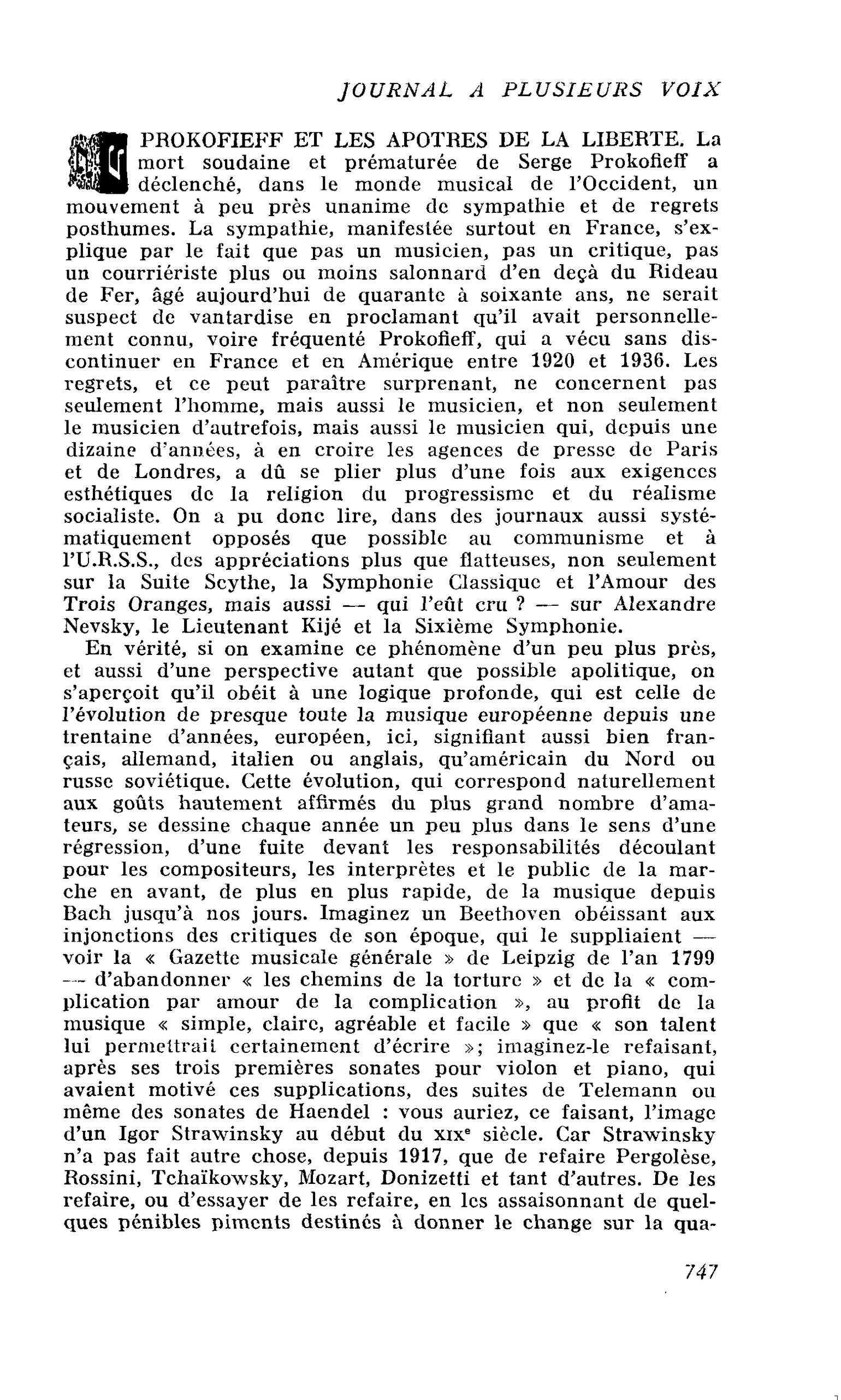 PROKOFIEFF ET LES APOTRES DE LA LIBERTE
