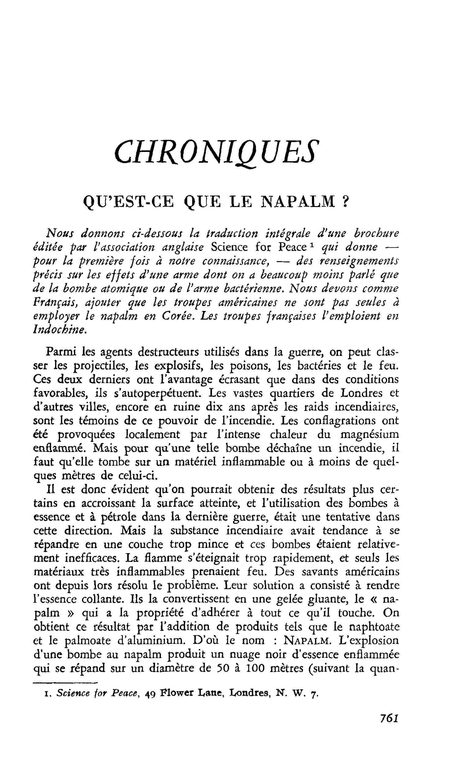 QU’EST-CE QUE LE NAPALM ?
