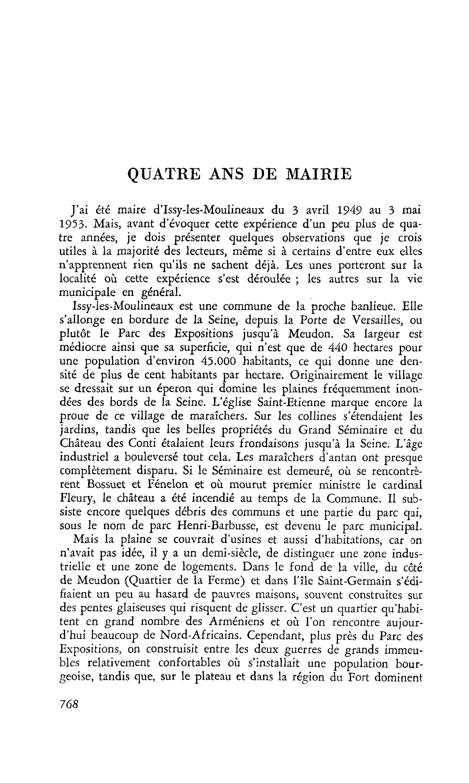 QUATRE ANS DE MAIRIE
