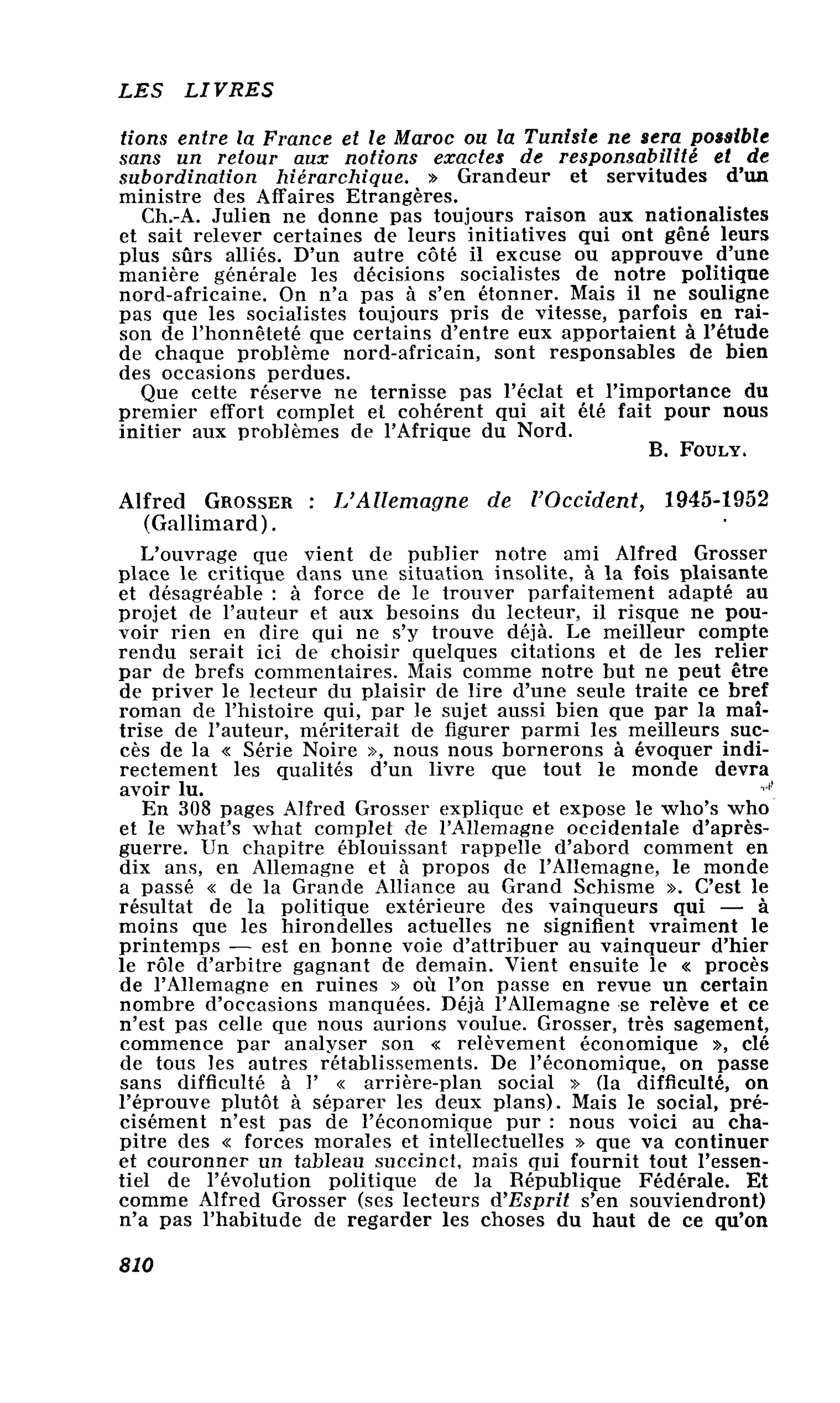Alfred Grosser : L’Allemagne de l’Occident, 1945-1952