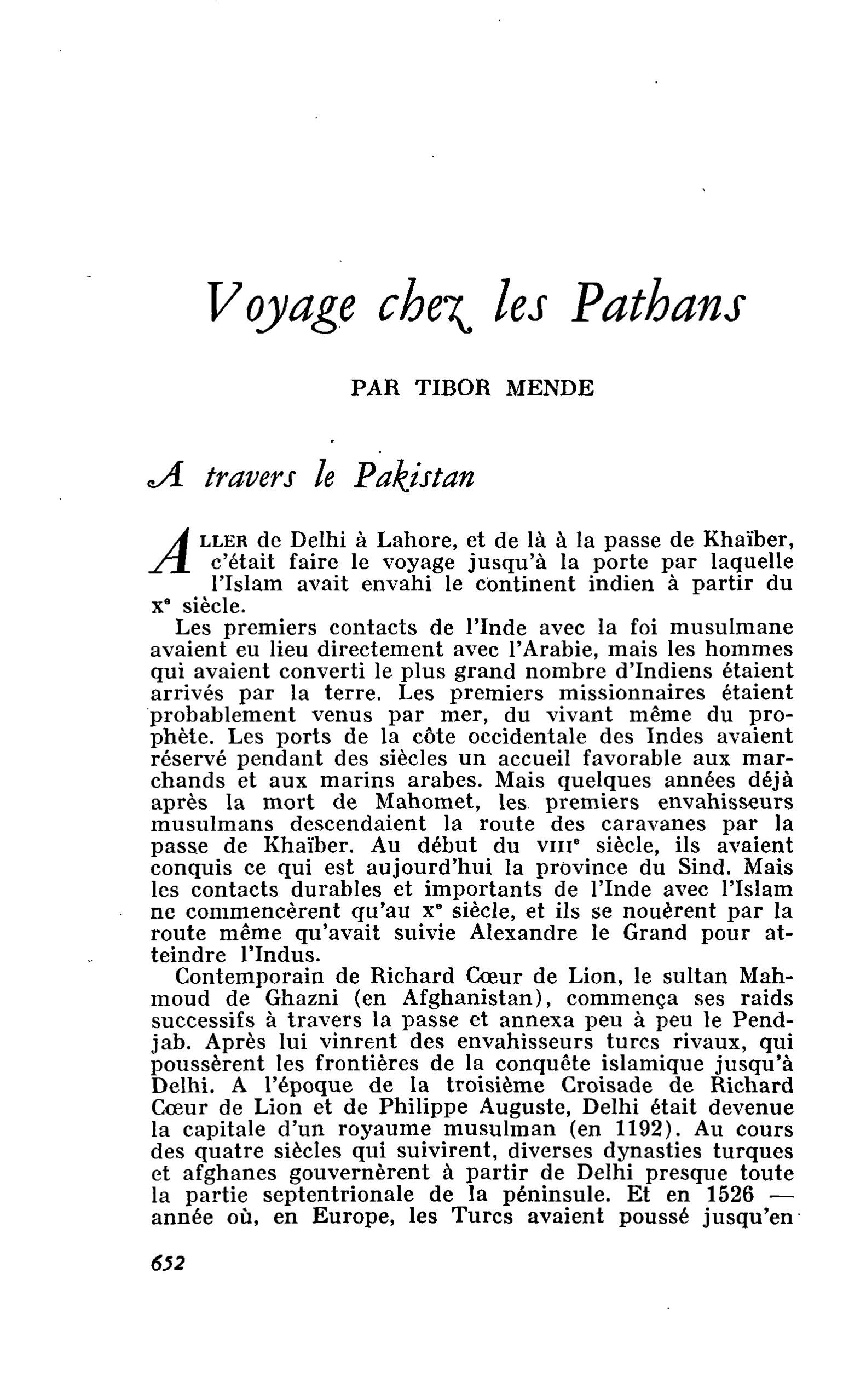 Voyage chez les Pathans
