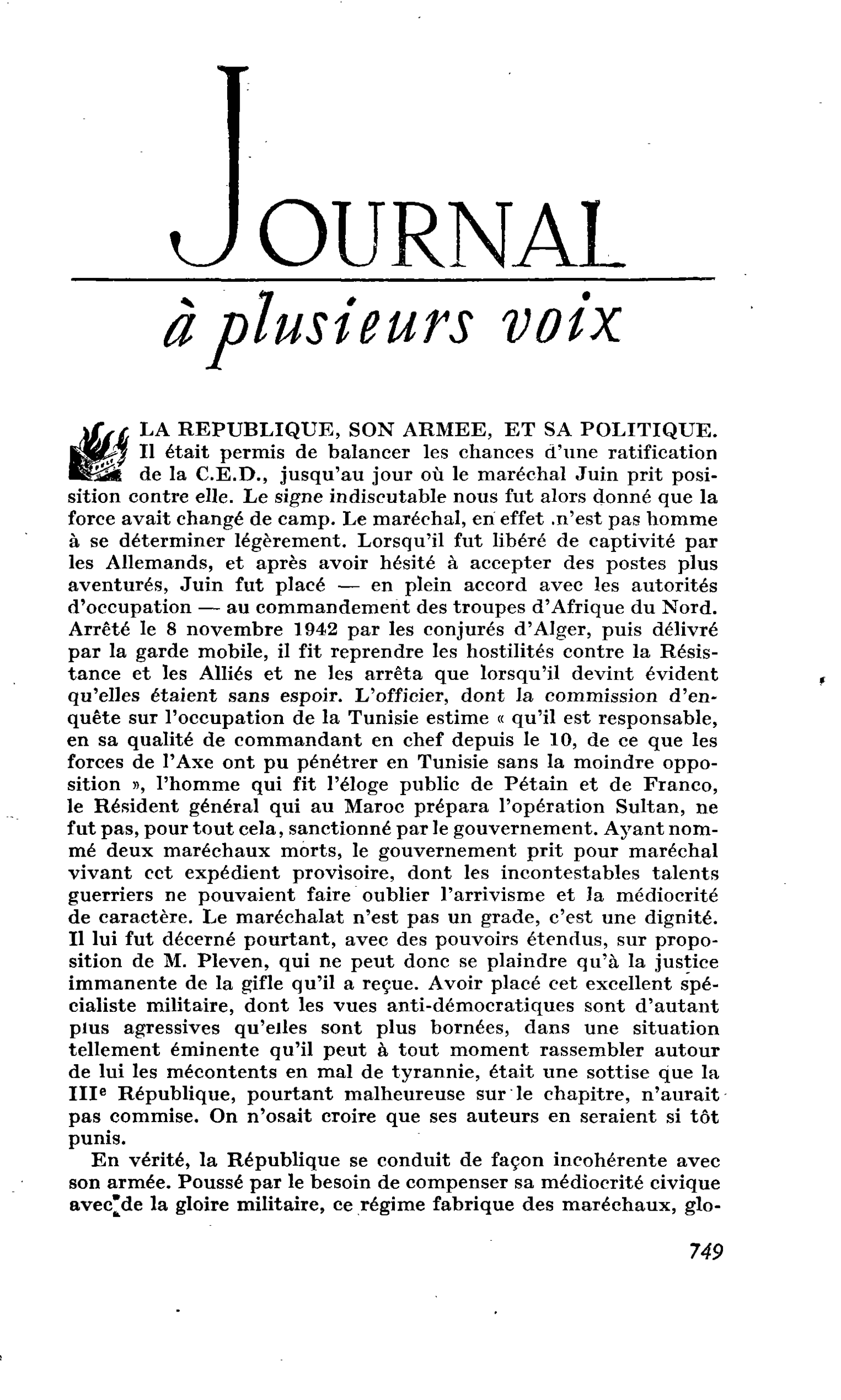 LA REPUBLIQUE, SON ARMEE, ET SA POLITIQUE