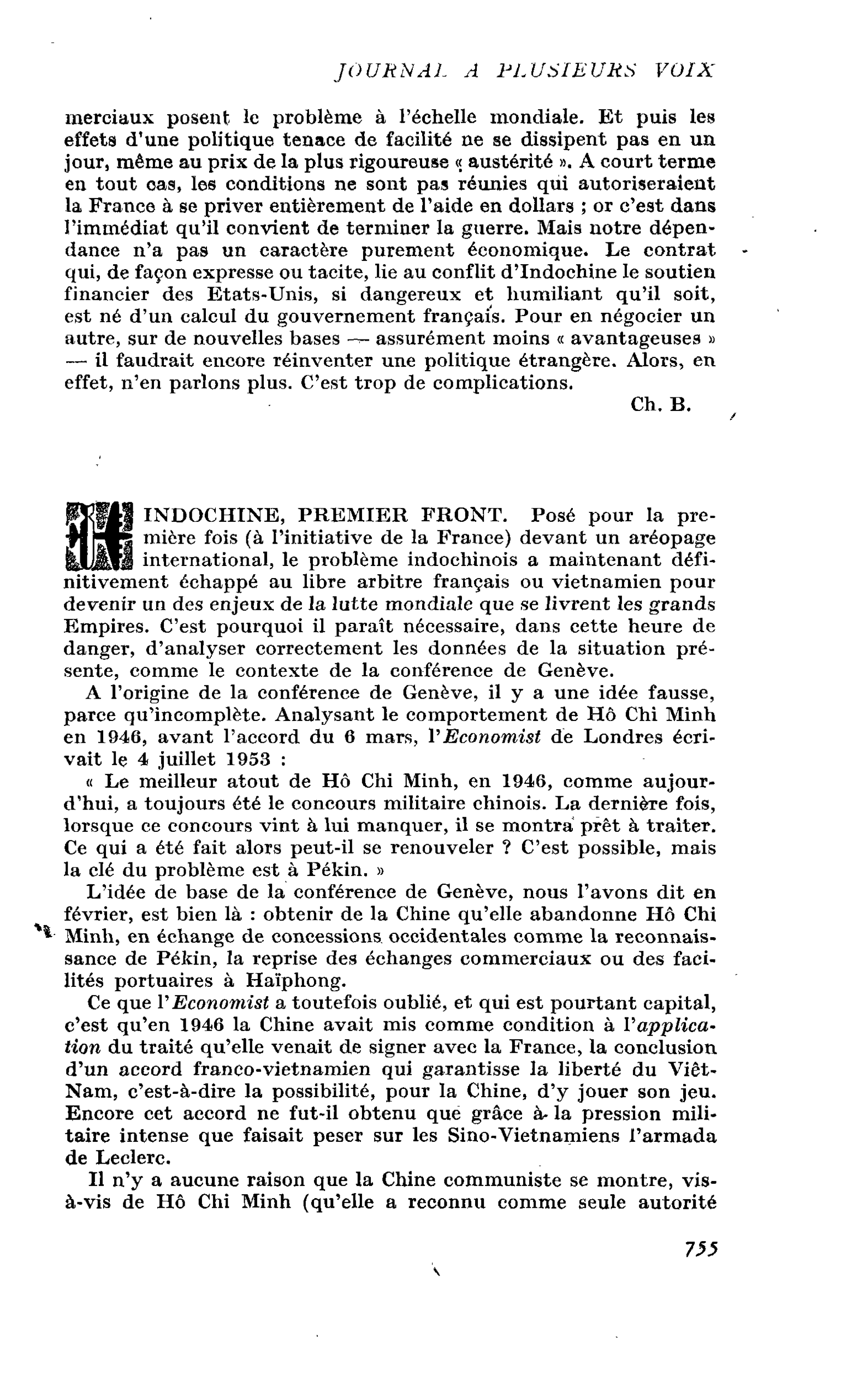 INDOCHINE, PREMIER FRONT