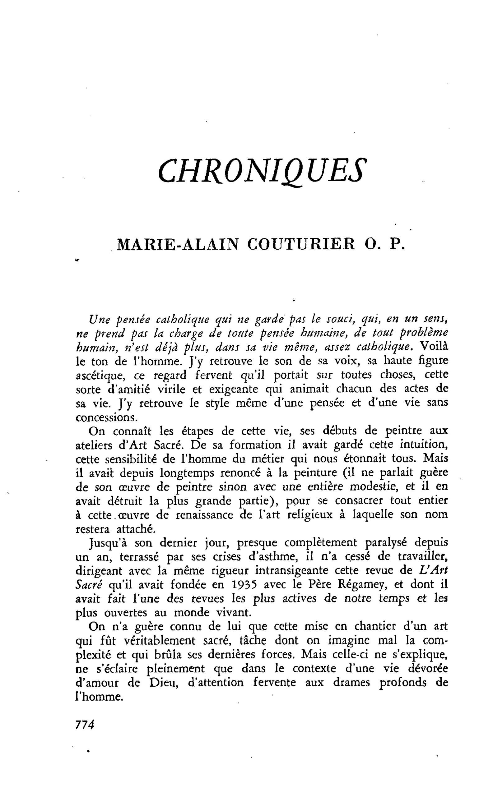 MARIE-ALAIN COUTURIER O. P.