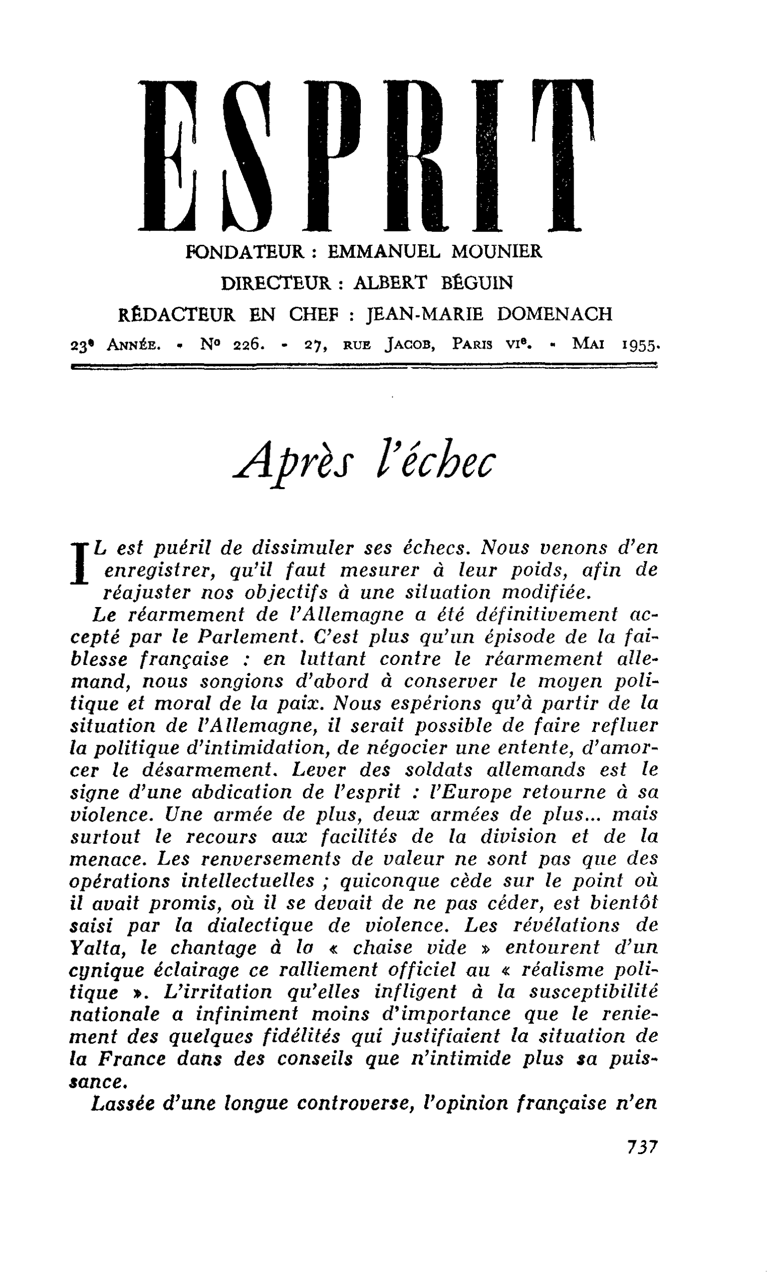 Après l’échec