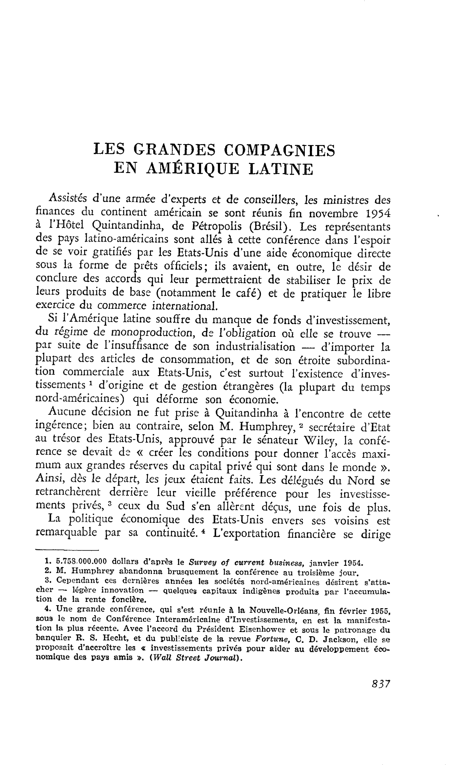 LES GRANDES COMPAGNIES EN AMÉRIQUE LATINE
