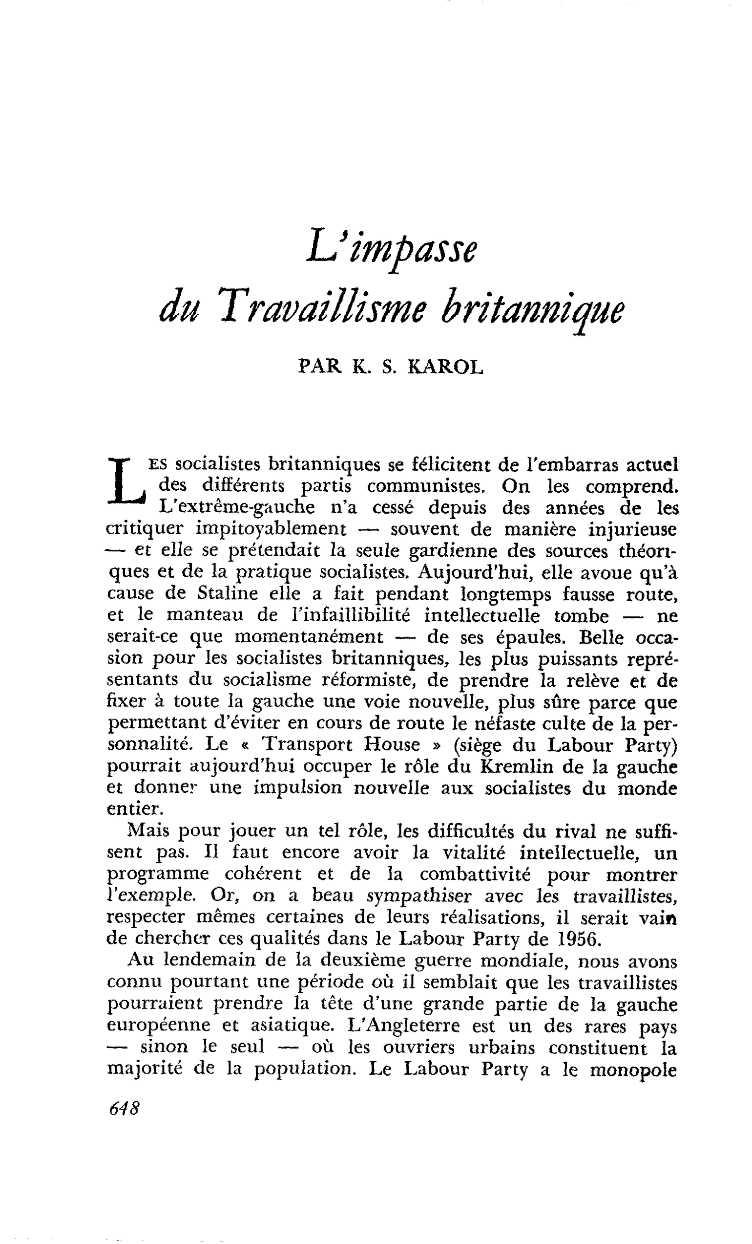 L’impasse du Travaillisme britannique
