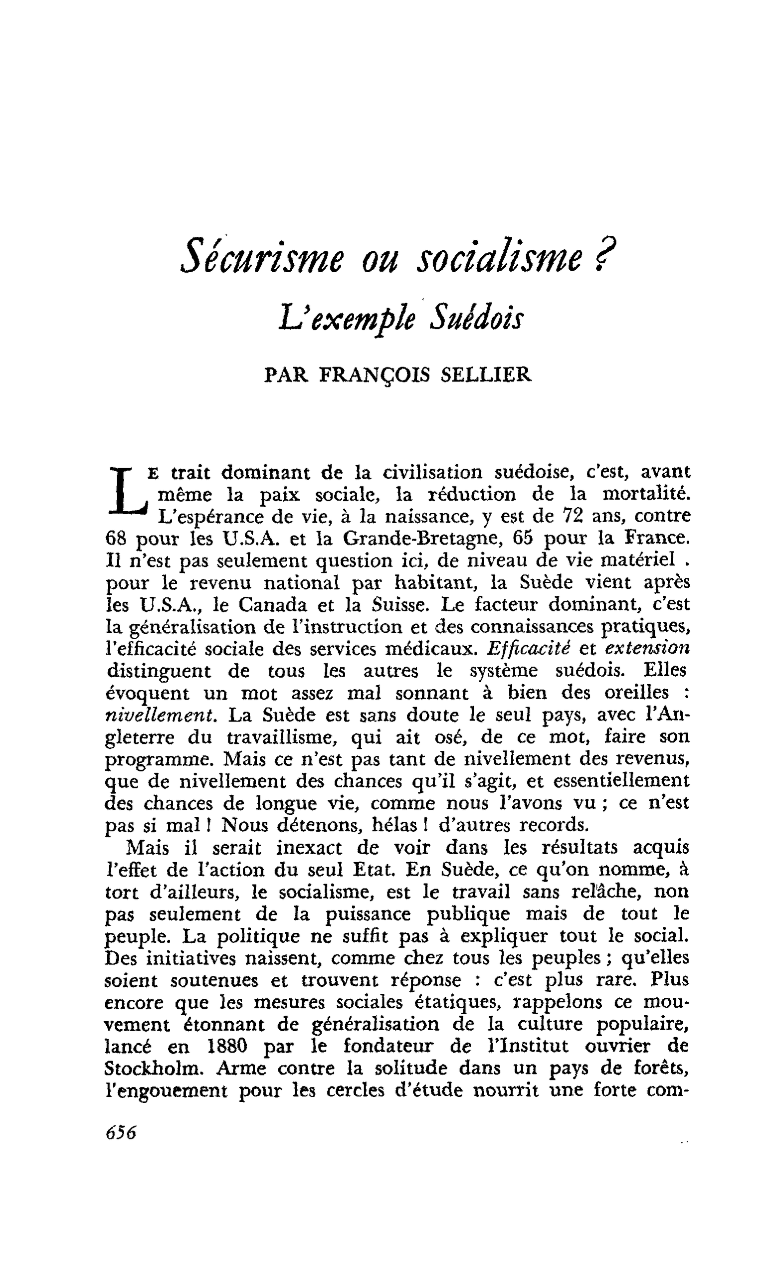 Sécurisme ou socialisme ? L’exemple Suédois