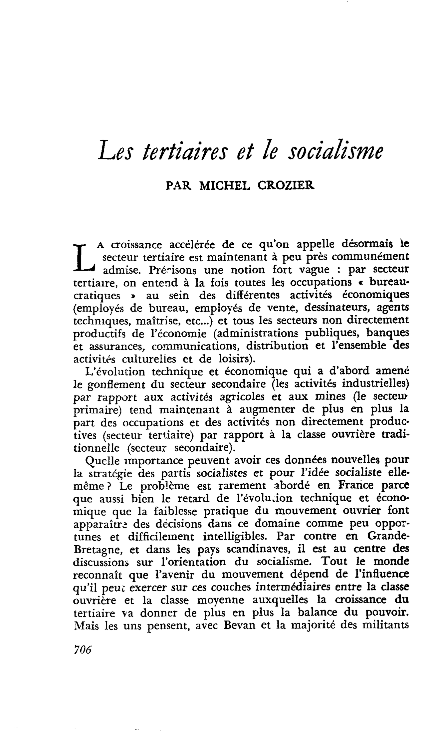Les tertiaires et le socialisme