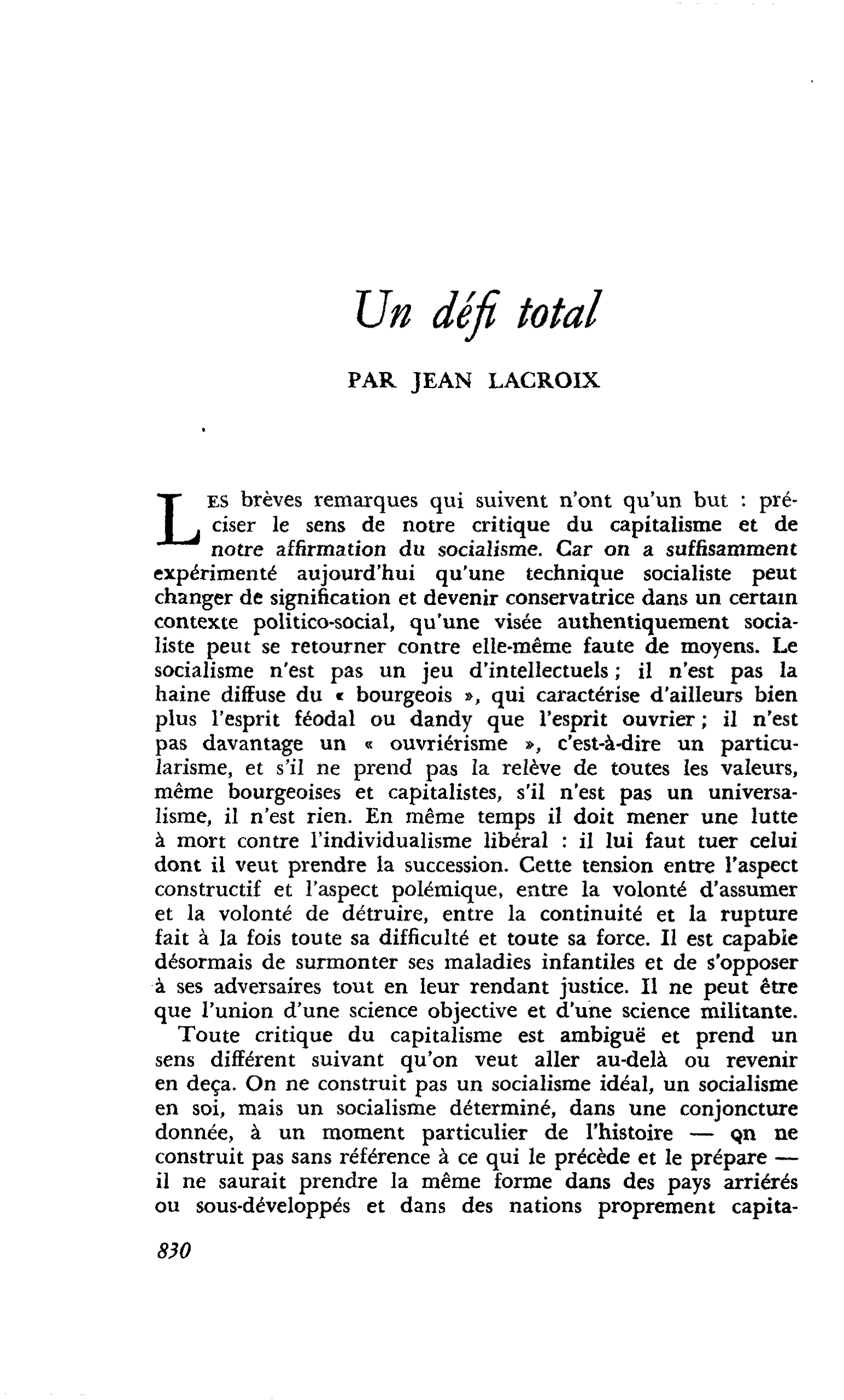 Un défi total