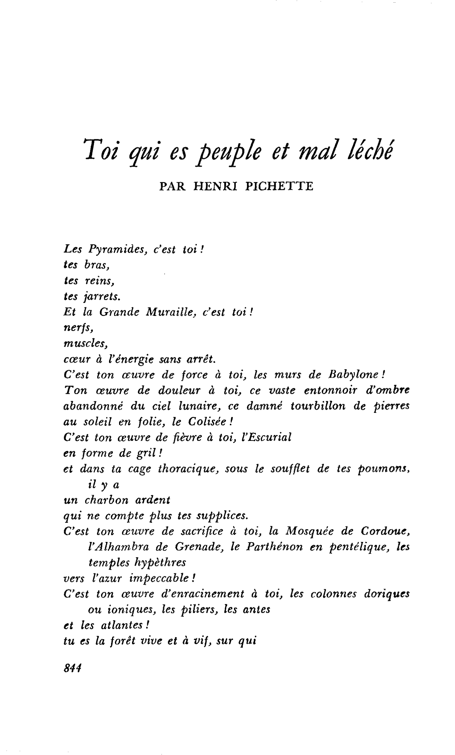 Toi qui es peuple et mal léché