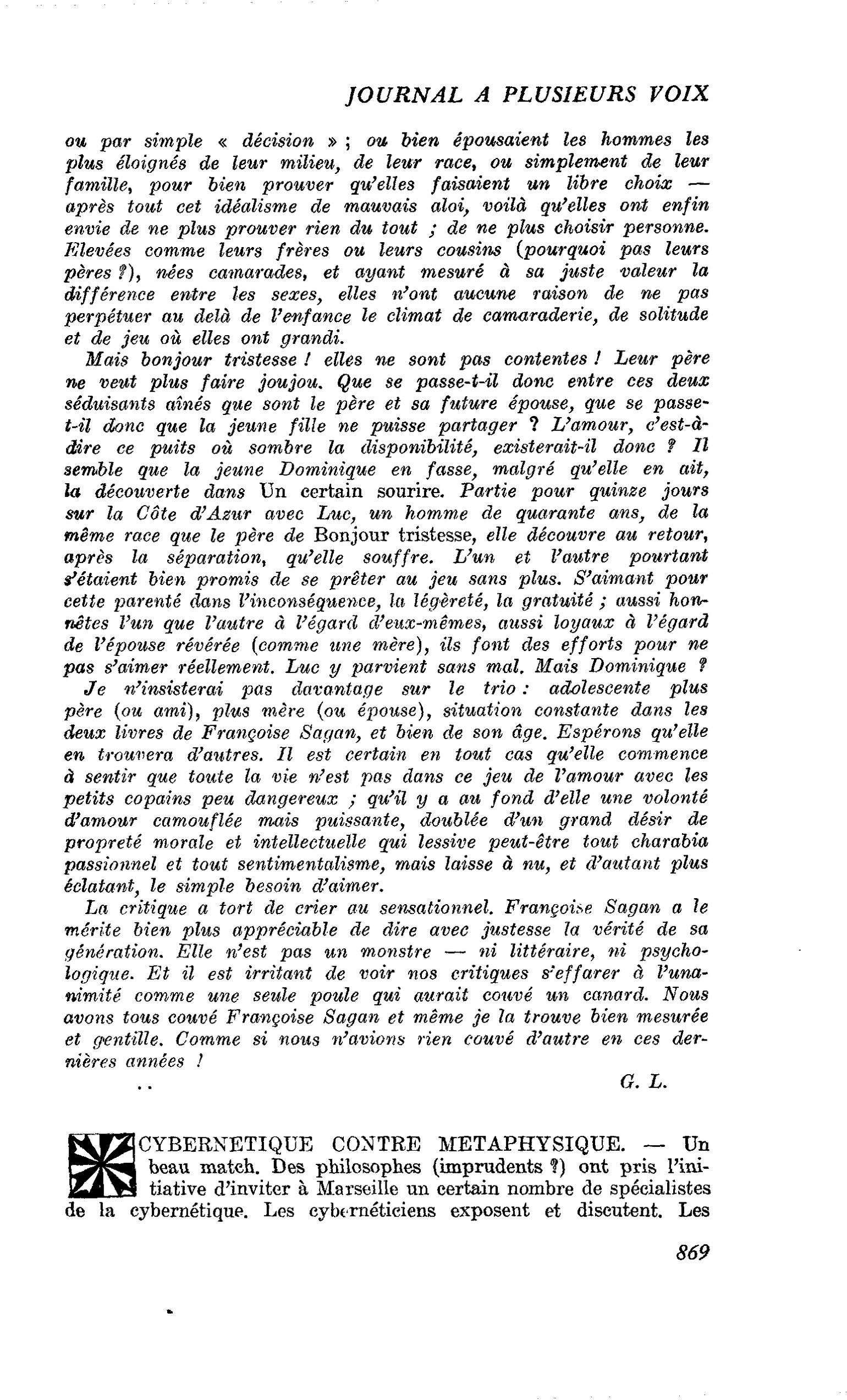 Cybernetique contre méraphysique