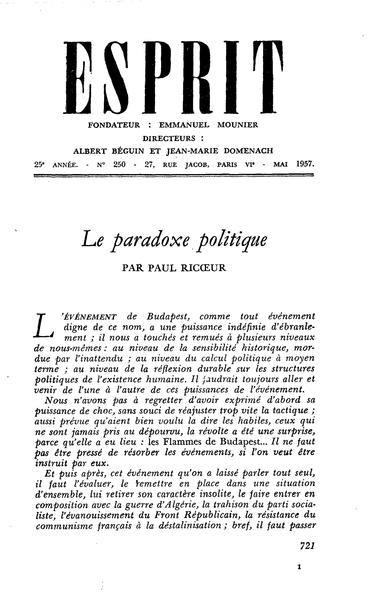 Le paradoxe politique