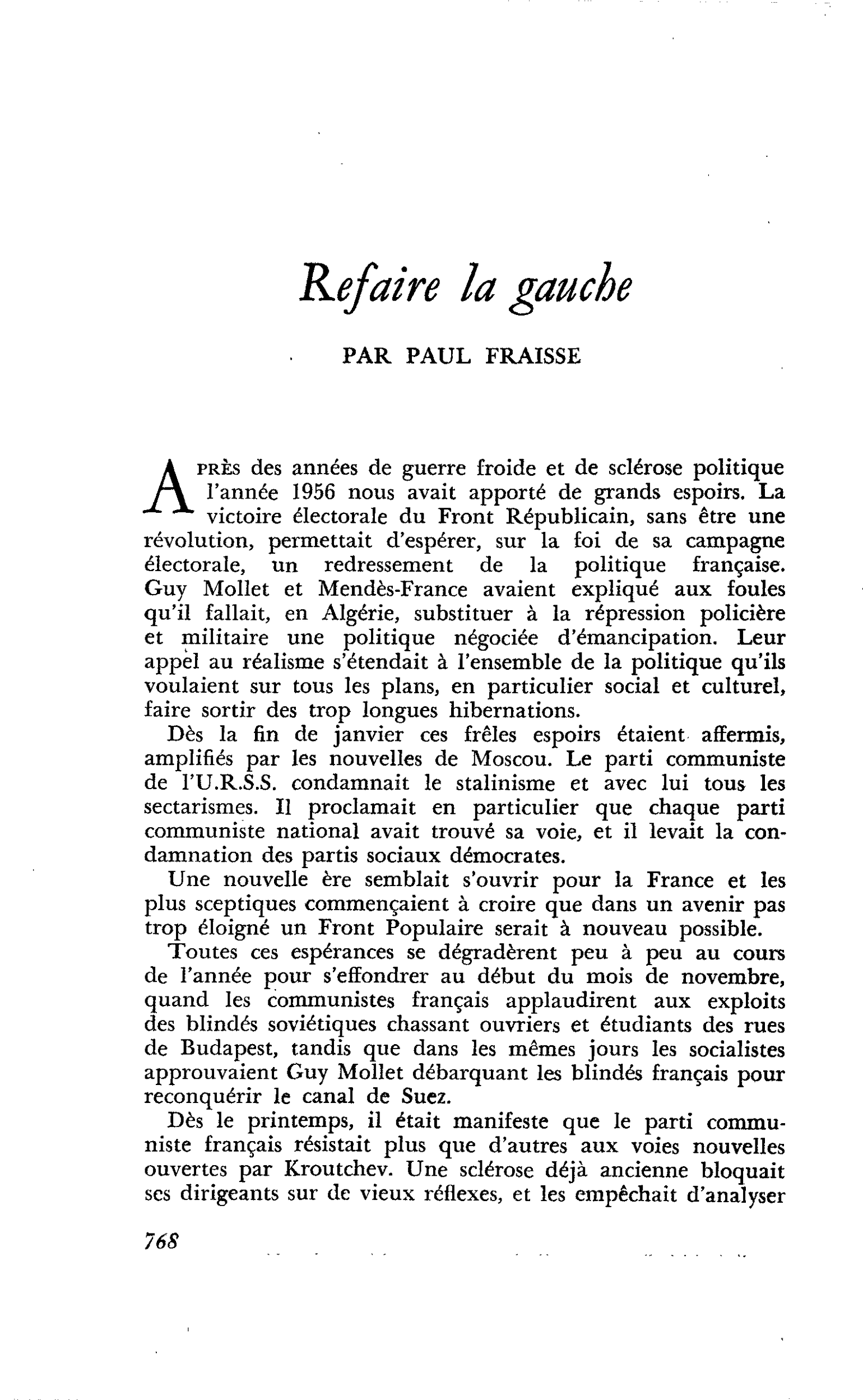 Refaire la gauche