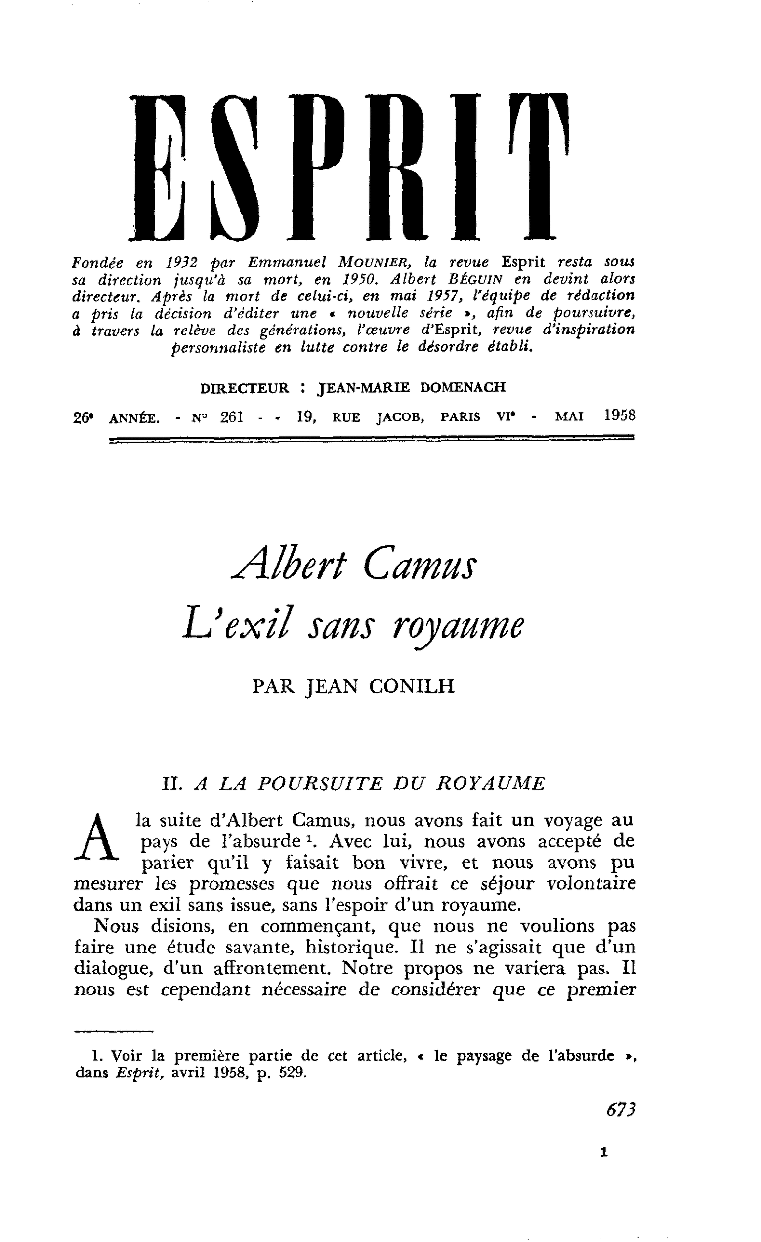Albert Camus L’exil sans royaume