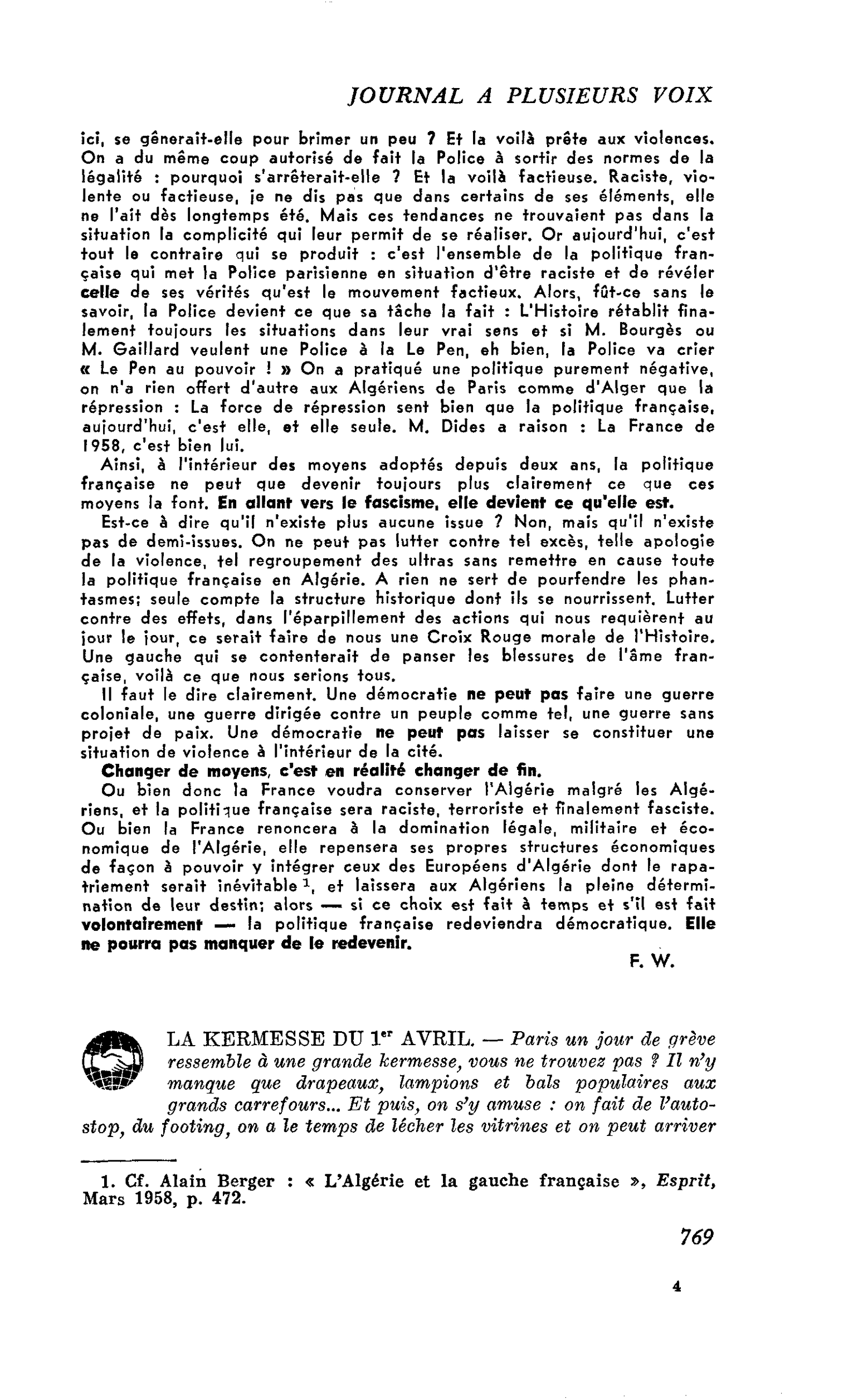 LA KERMESSE DU 1er AVRIL