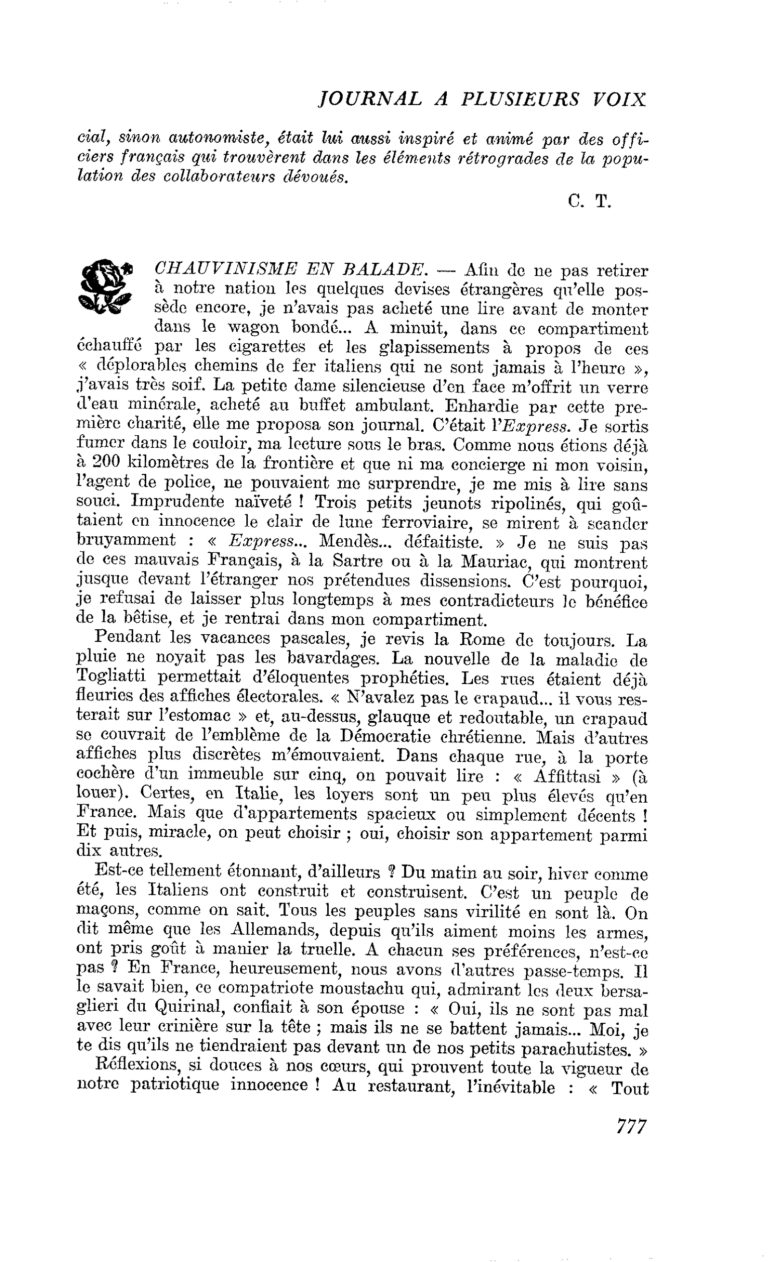 CHAUVINISME EN BALADE
