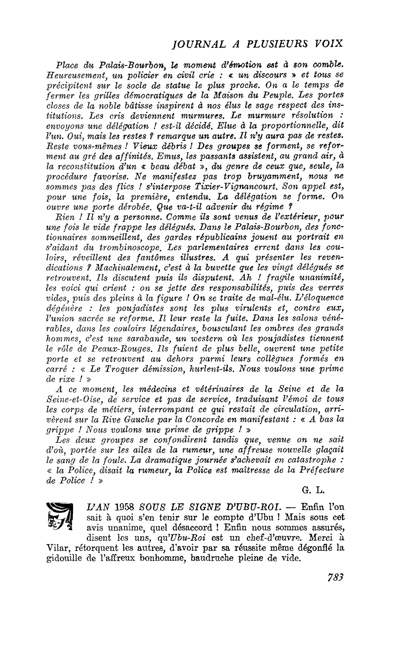 L’AN 1958 SOUS LE SIGNE D’UBU-ROI
