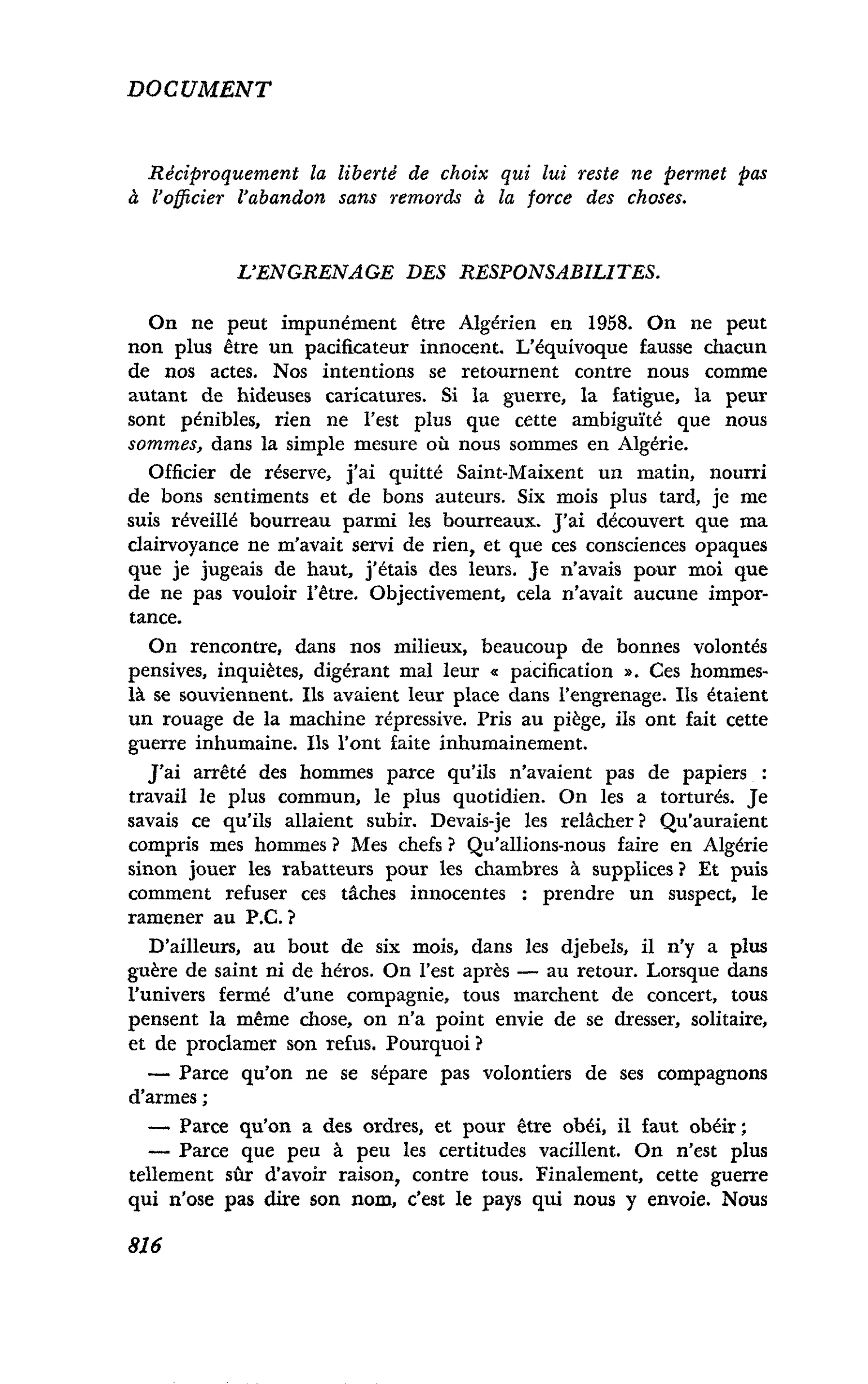 Une jeunesse en guerre : L’ENGRENAGE DES RESPONSABILITES