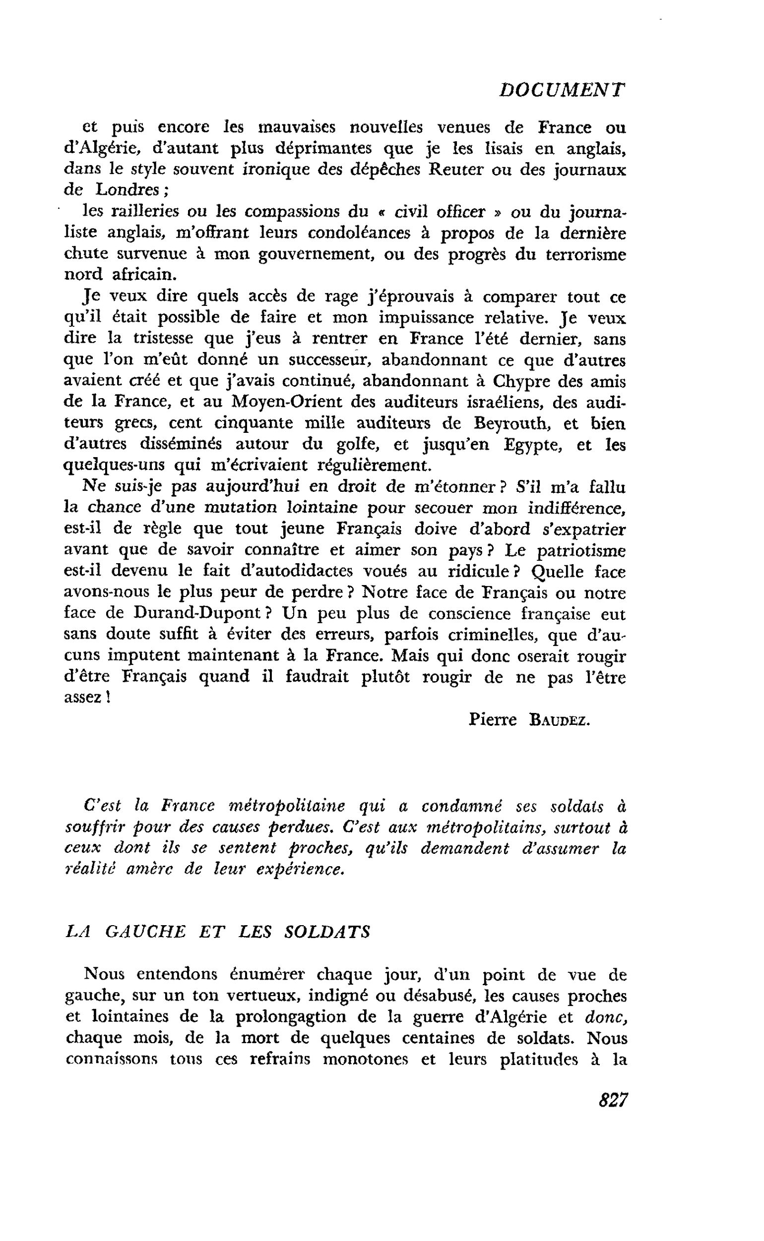 Une jeunesse en guerre : LA GAUCHE ET LES SOLDATS