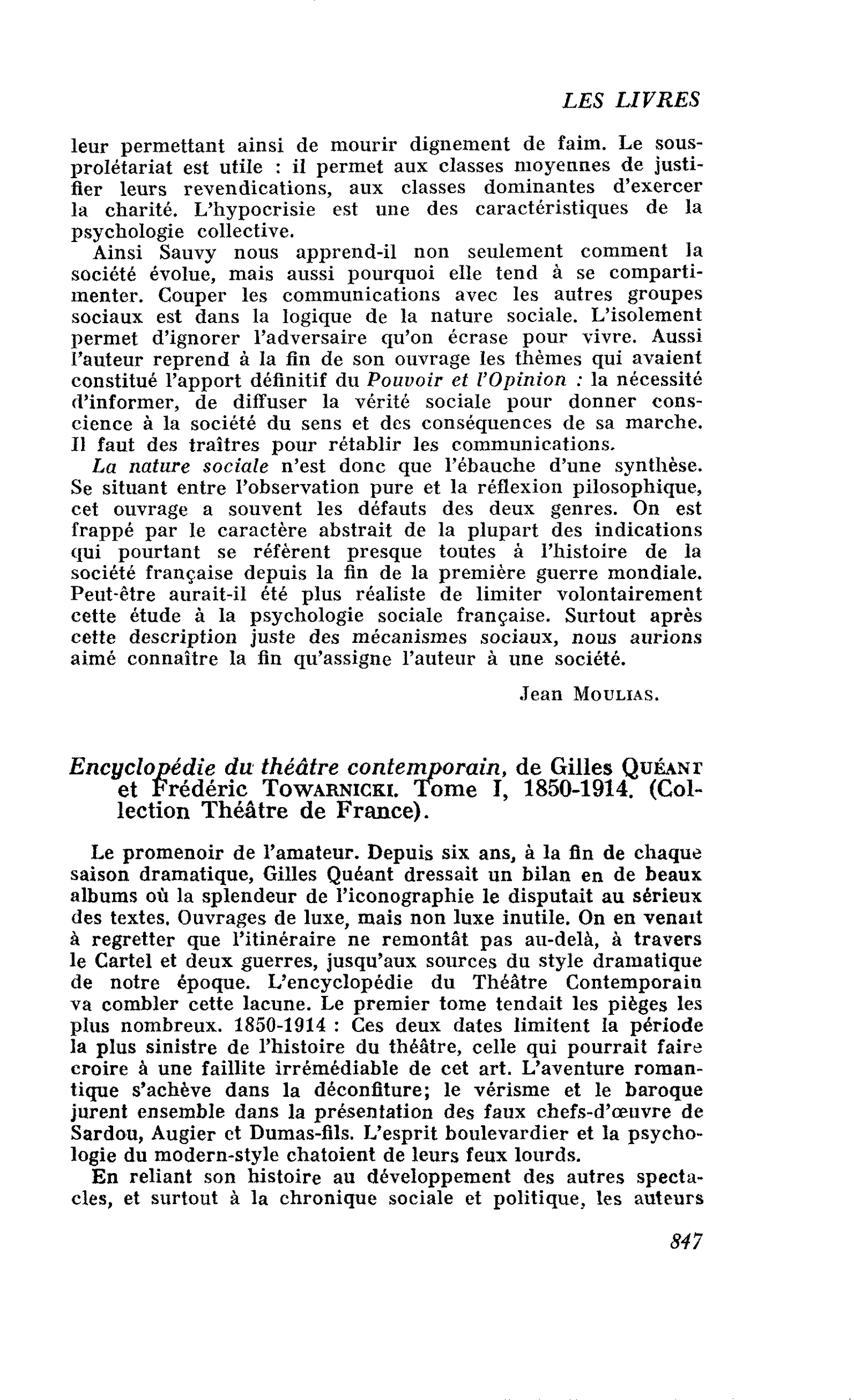Encyclopédie du théâtre contemporain, de Gilles Quéant et Frédéric Towarnicki