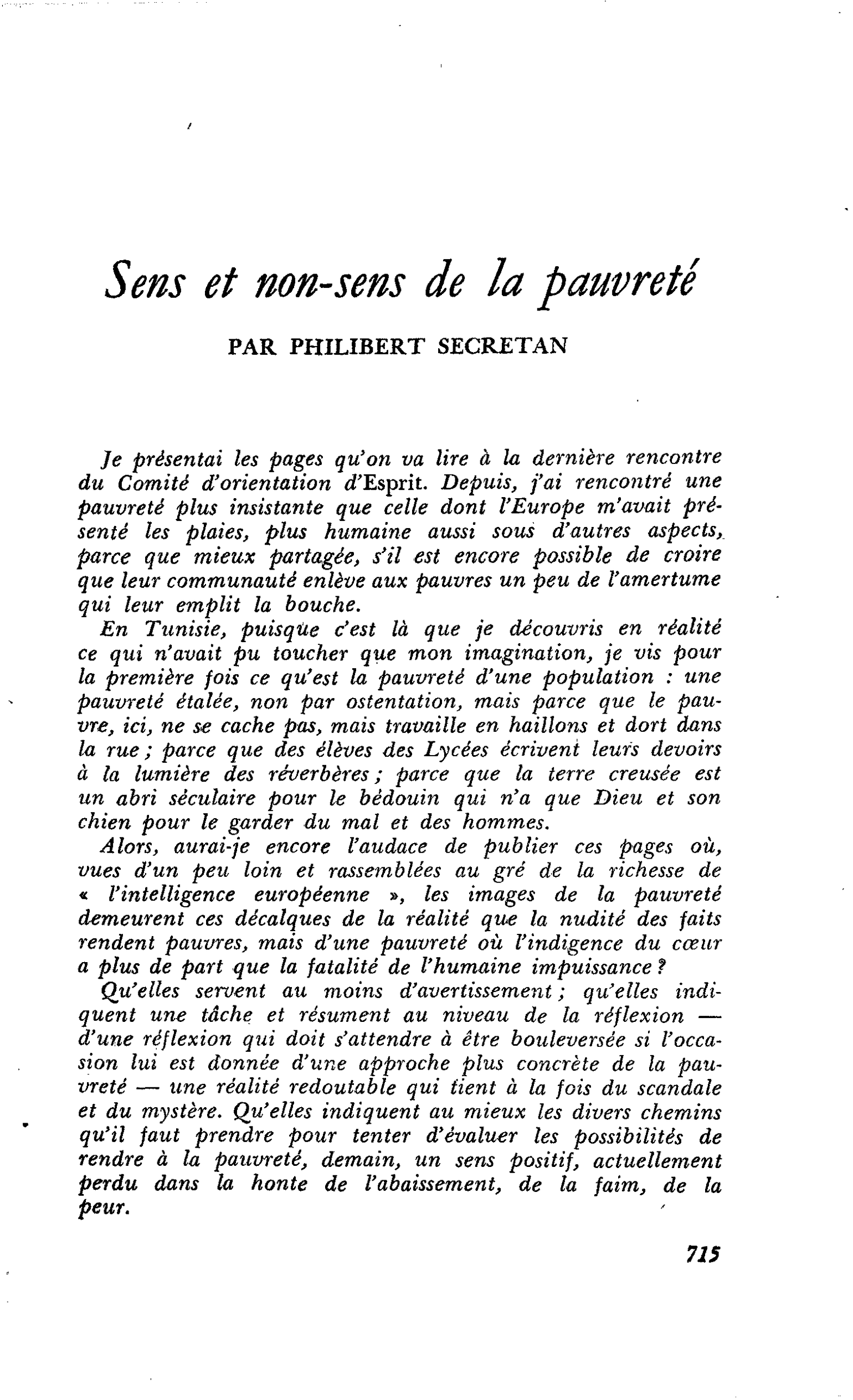 Sens et non-sens de la pauvreté