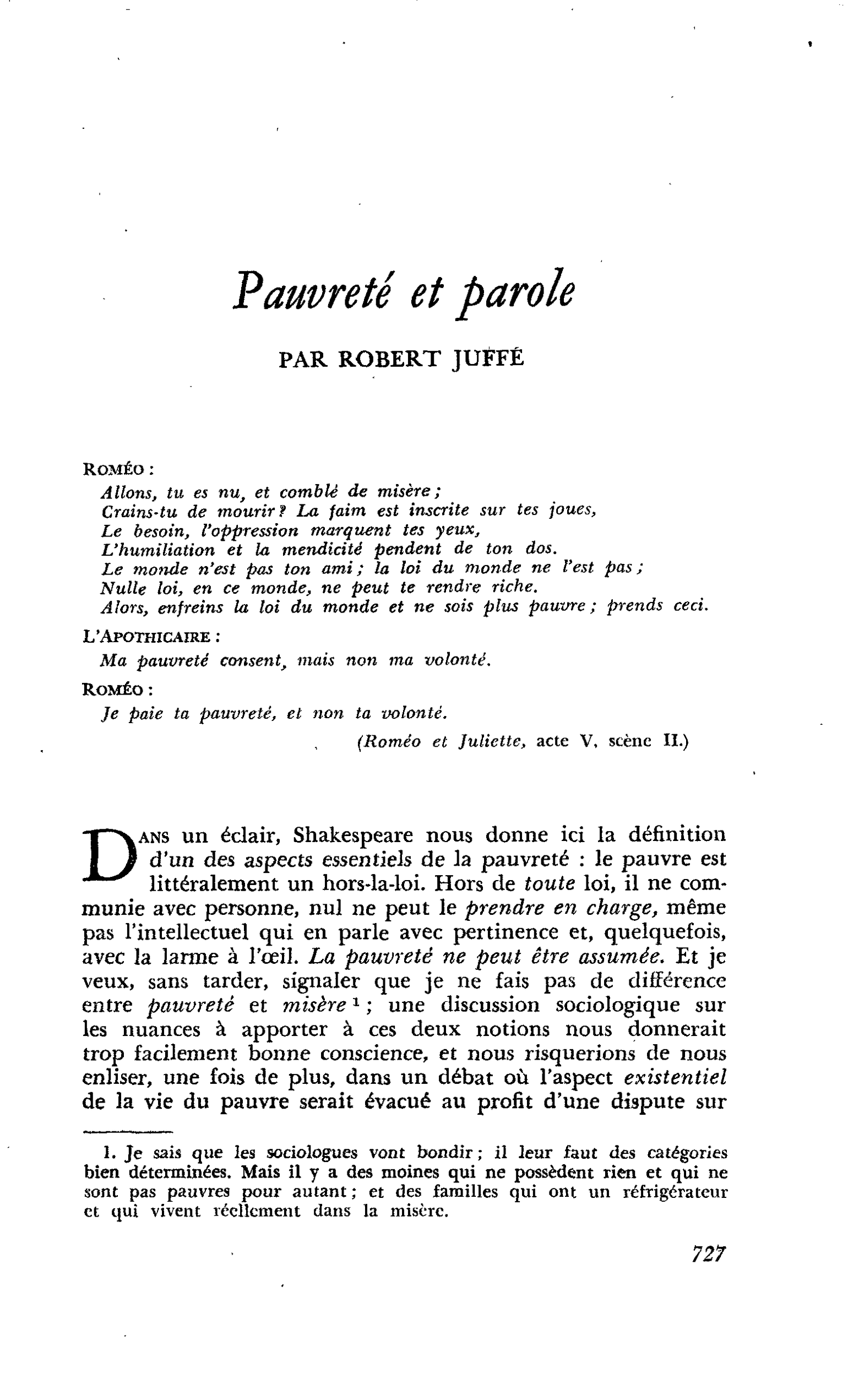 Pauvreté et parole