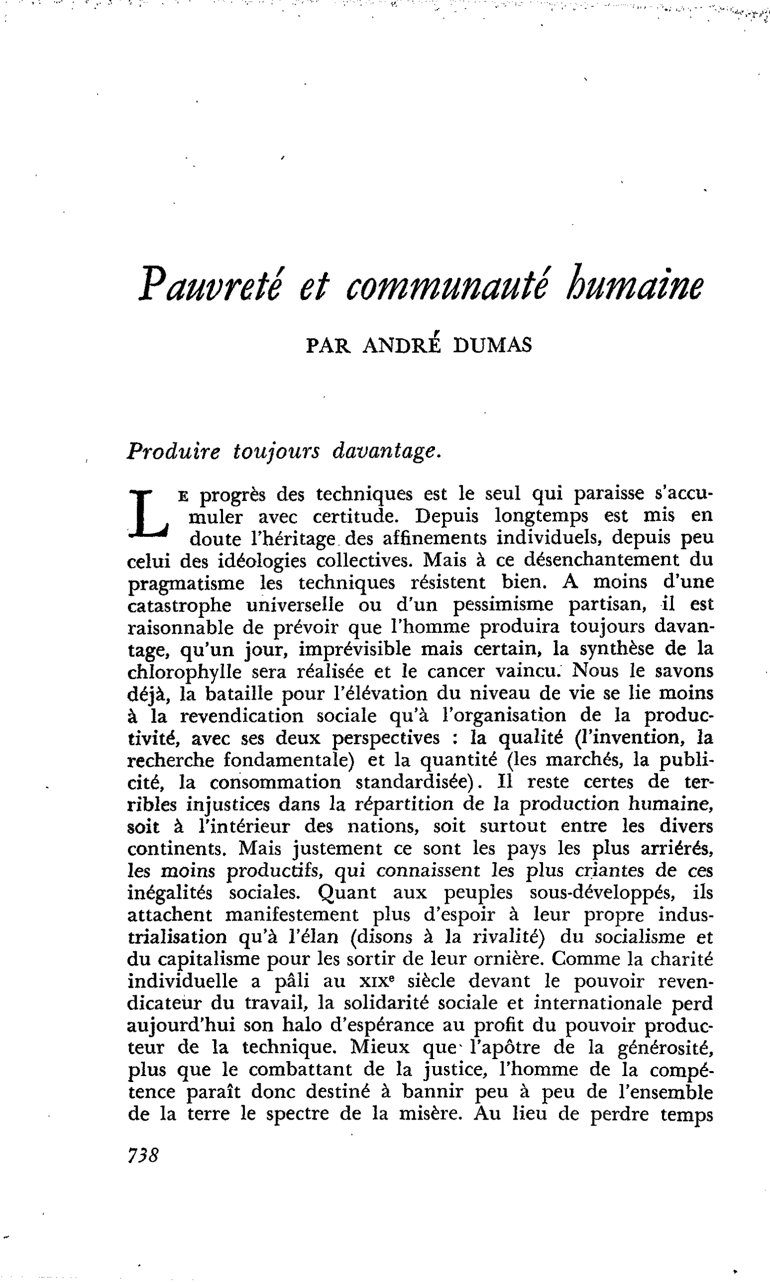 Pauvreté et communauté humaine