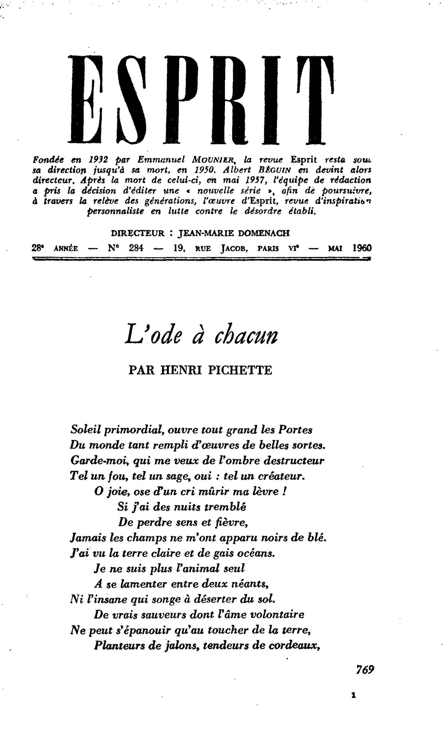 L’ode à chacun