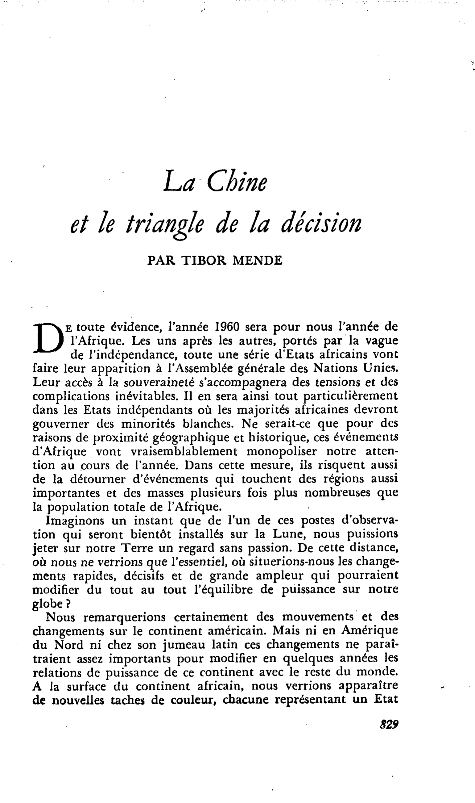 La Chine et le triangle de la décision