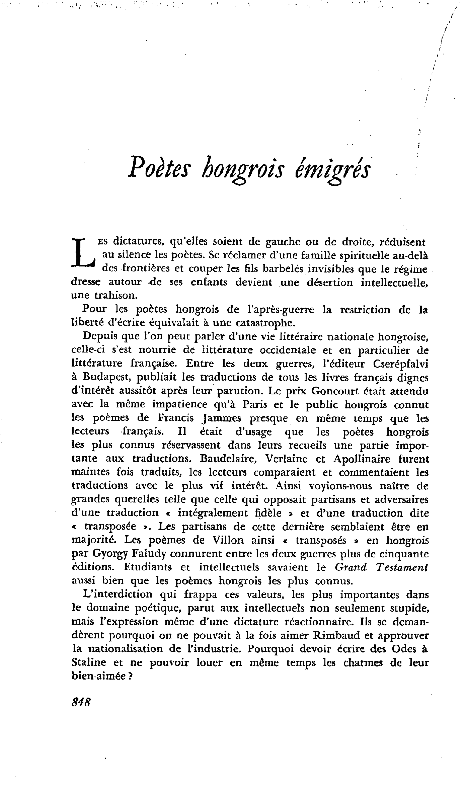 Poètes hongrois émigrés