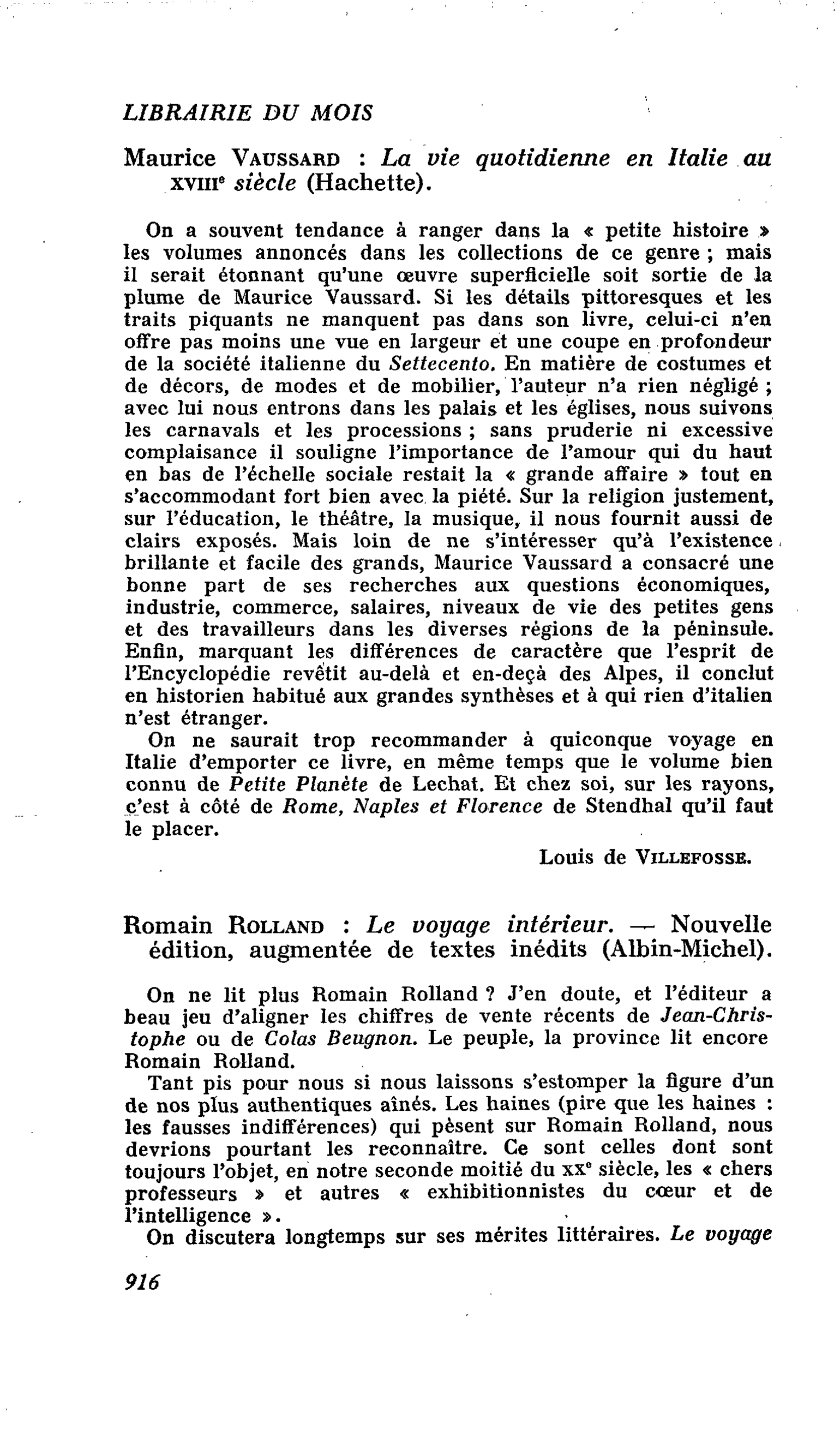 Maurice Vaussard : La vie quotidienne en Italie au XVIIIe siècle