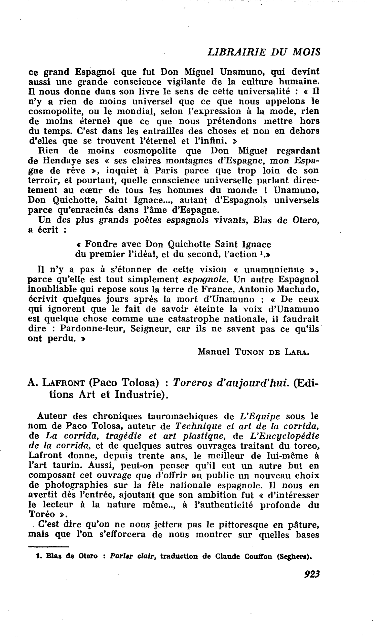 A. Lafront (Paco Tolosa) : Toreros d’aujourd’hui