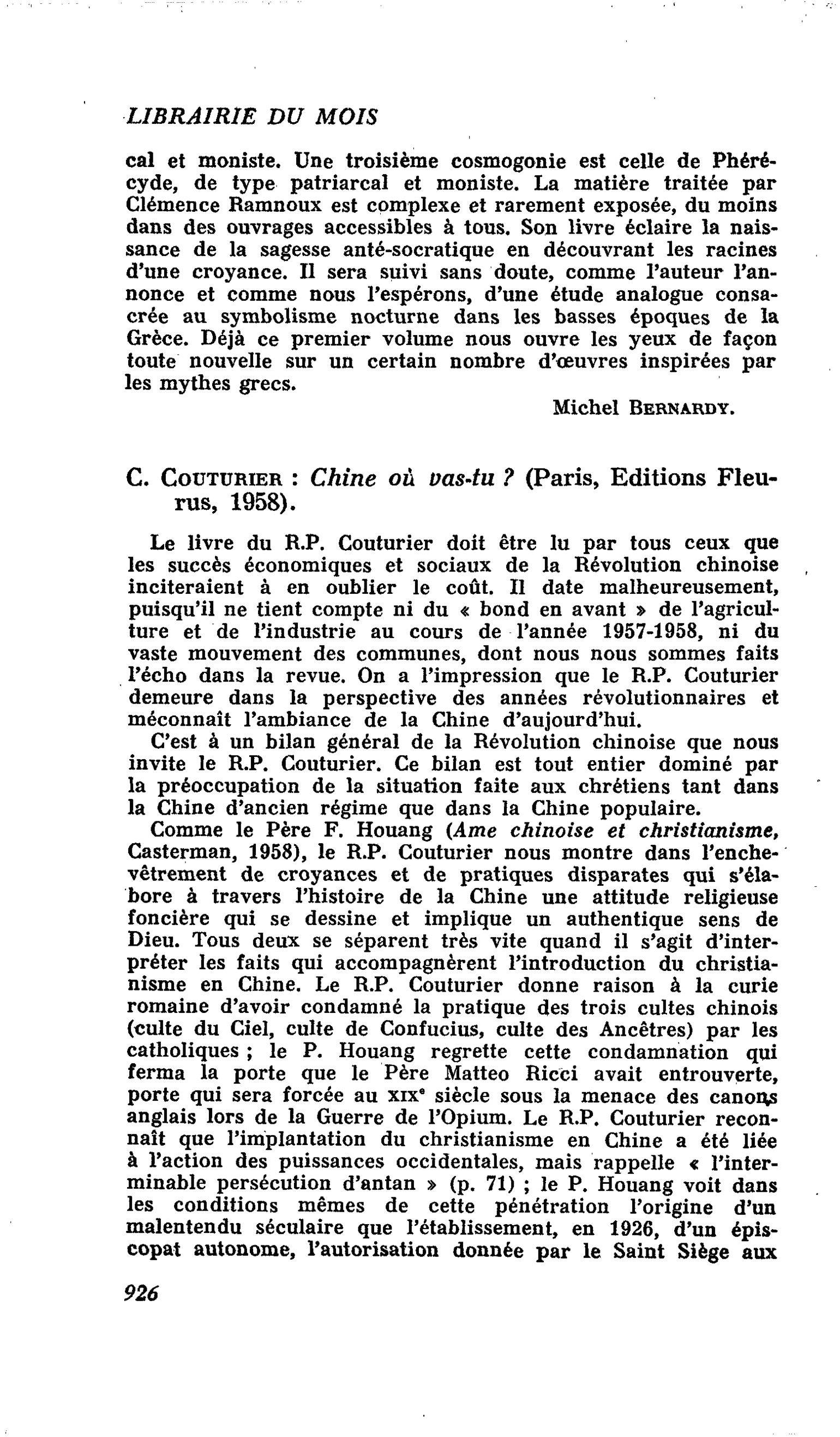 C. Couturier : Chine où vas-tu ?