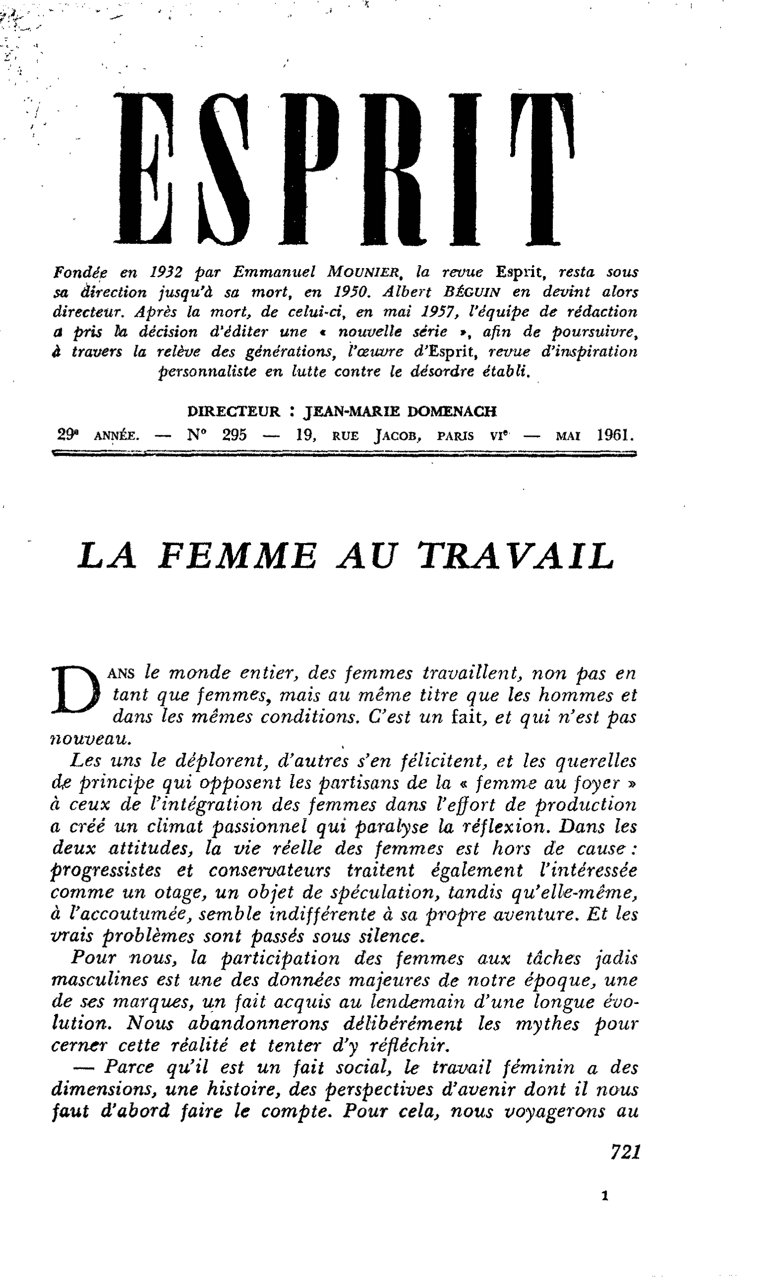 LA FEMME AU TRAVAIL