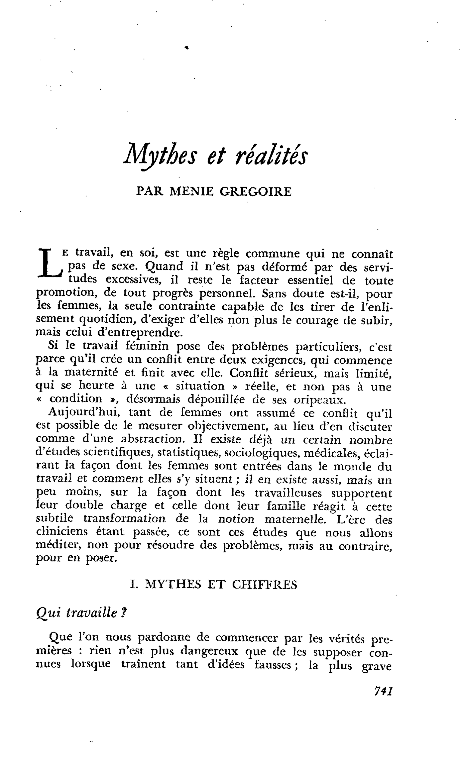 Mythes et réalités