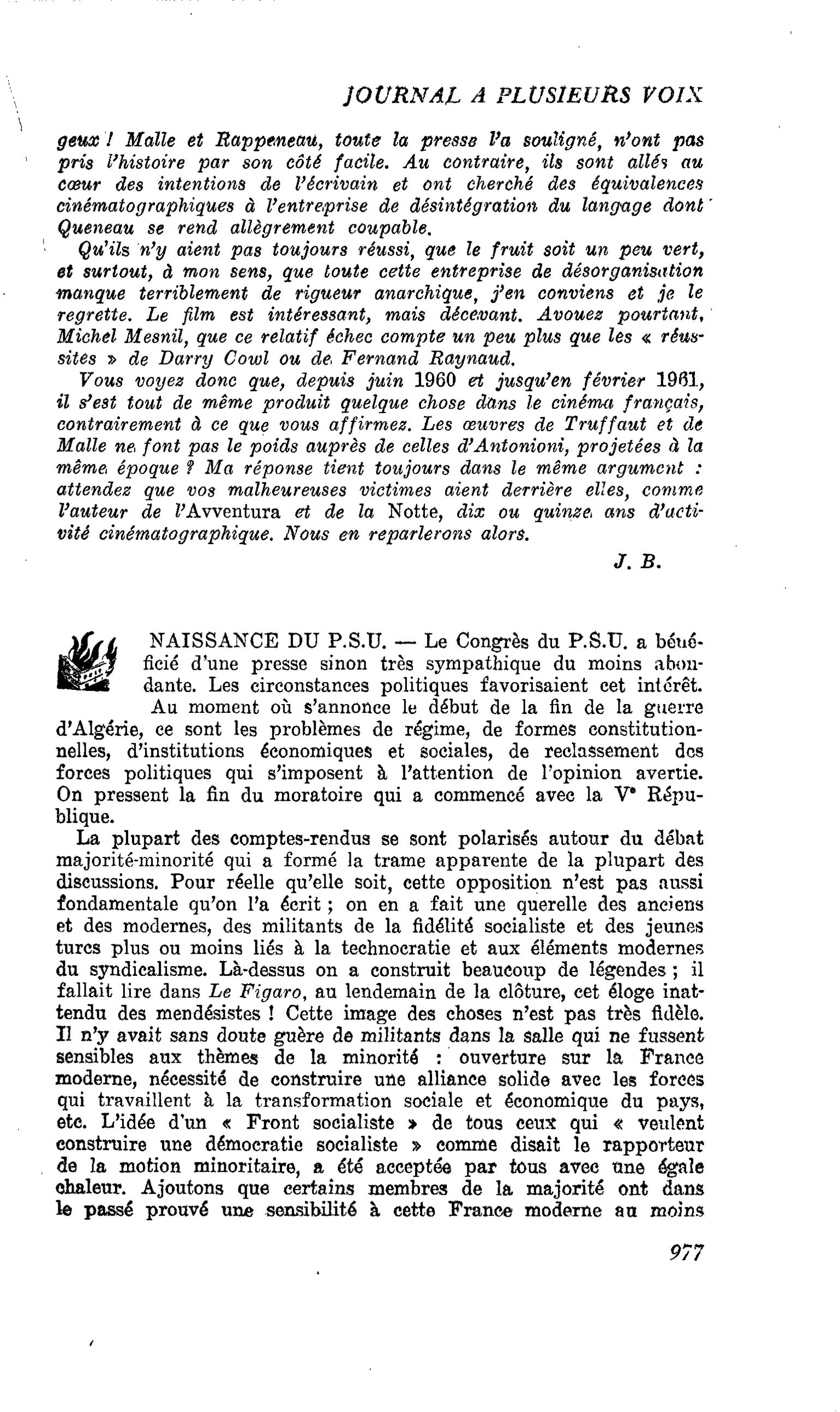 NAISSANCE DU P.S.U.