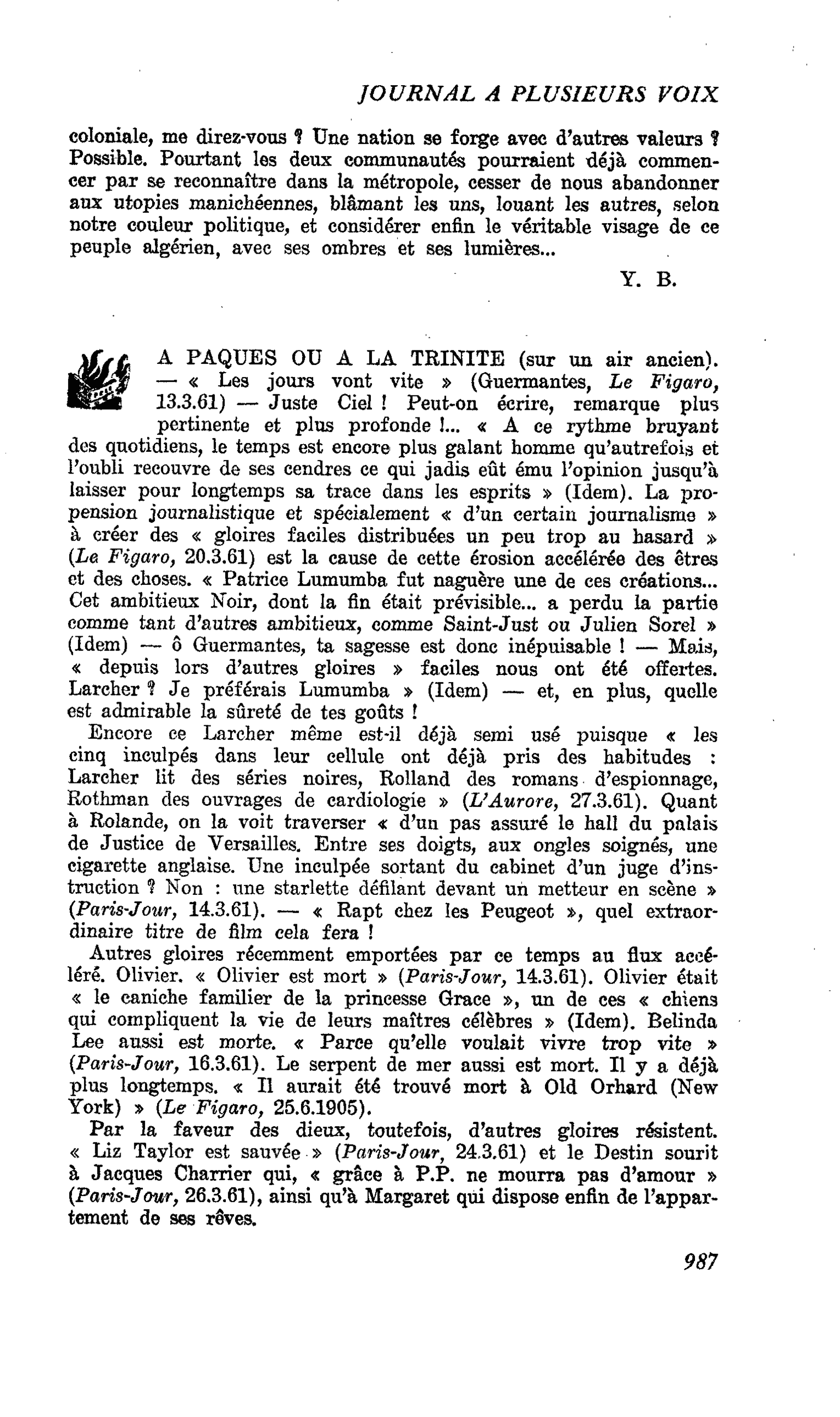 A PAQUES OU A LA TRINITE (sur un air ancien)