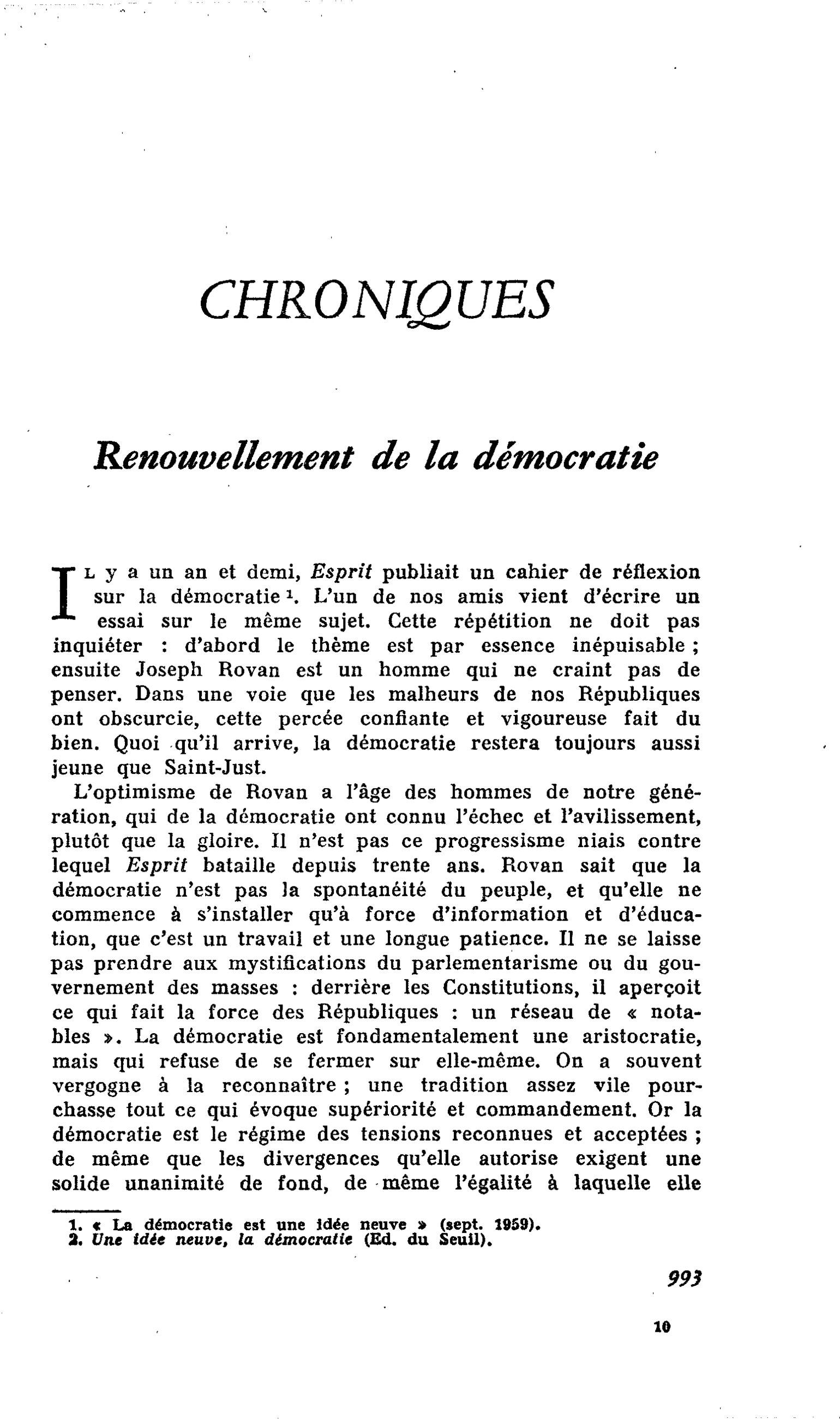 Renouvellement de la démocratie