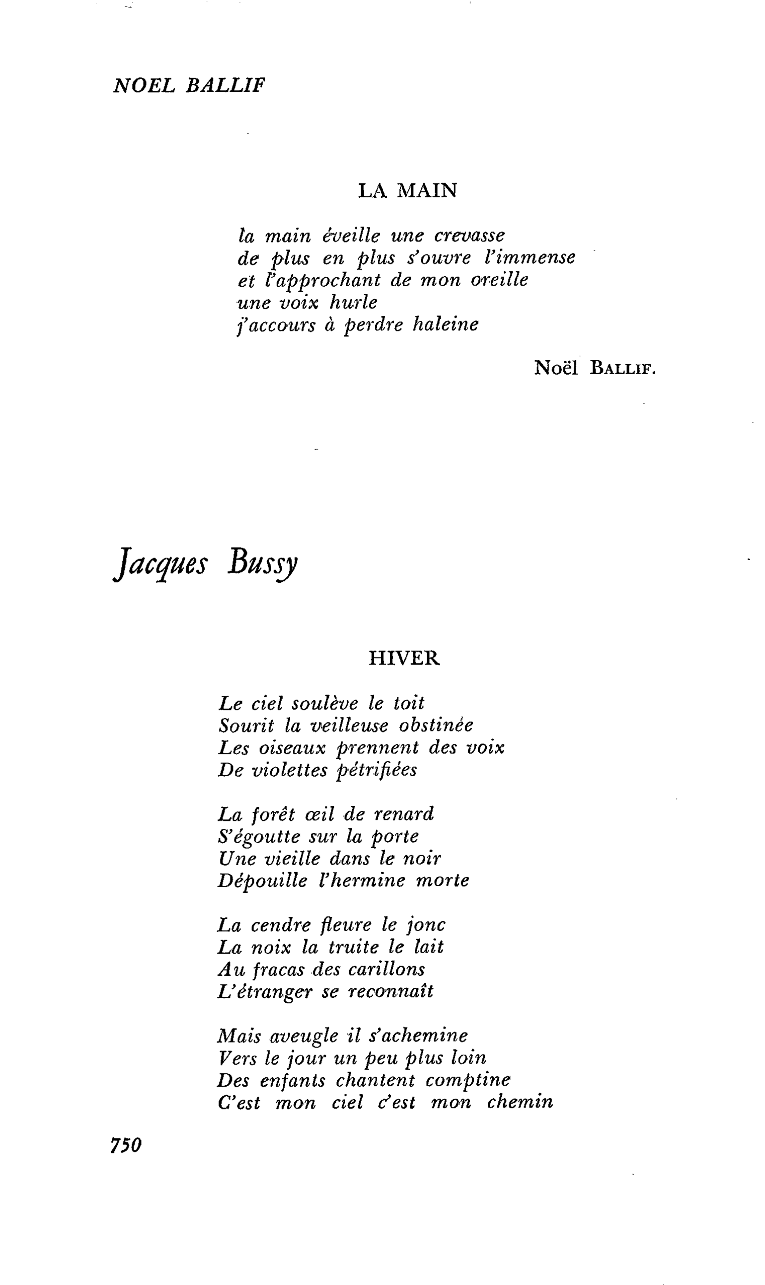 POÈMES : Jacques Bussy