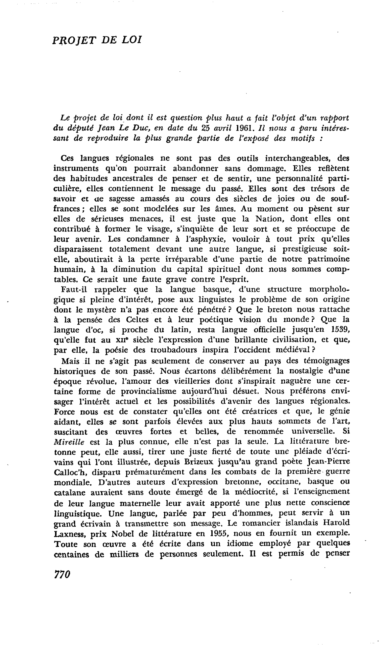 Projet de loi sur les langues régionales