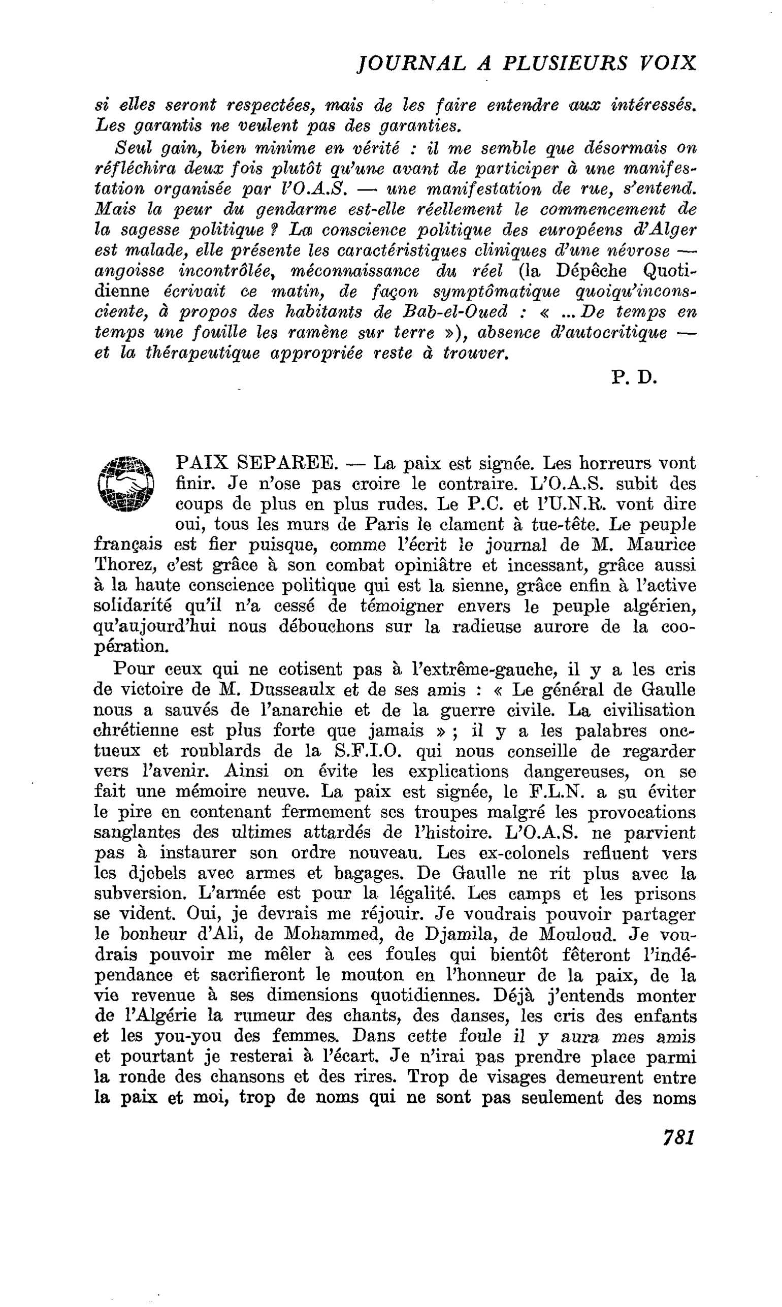 PAIX SEPAREE